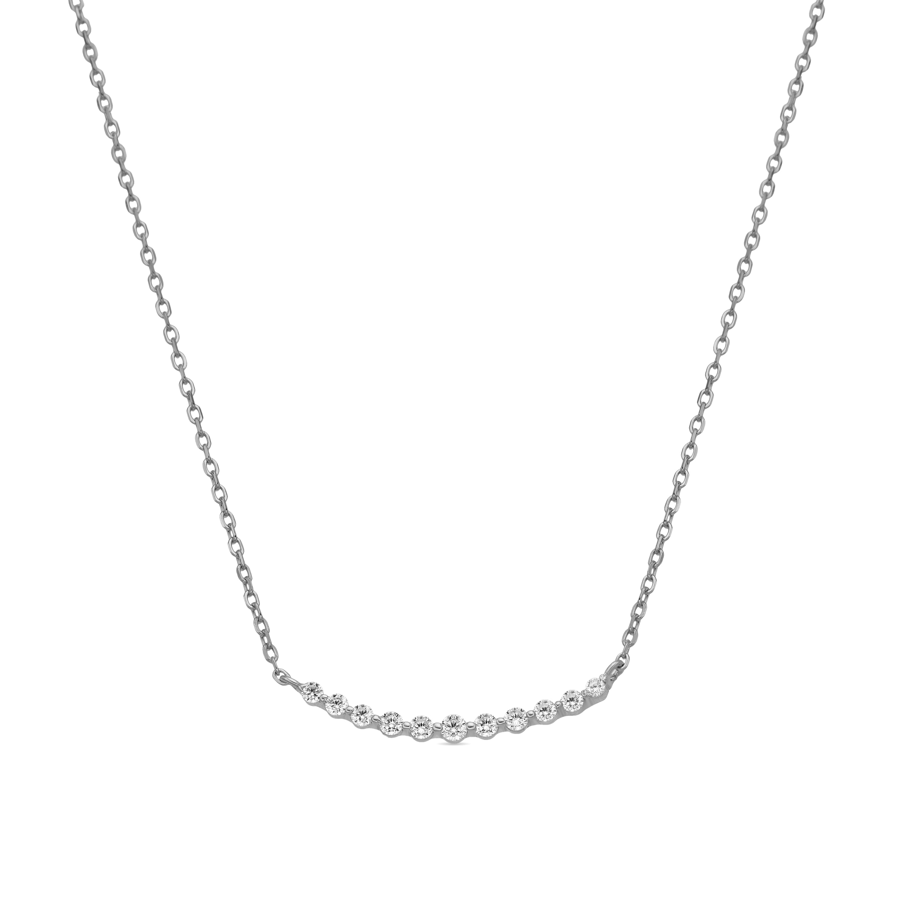 925 Sterling Silver and Brilliant Zirconia Necklace, Rhodium Finish - Copim