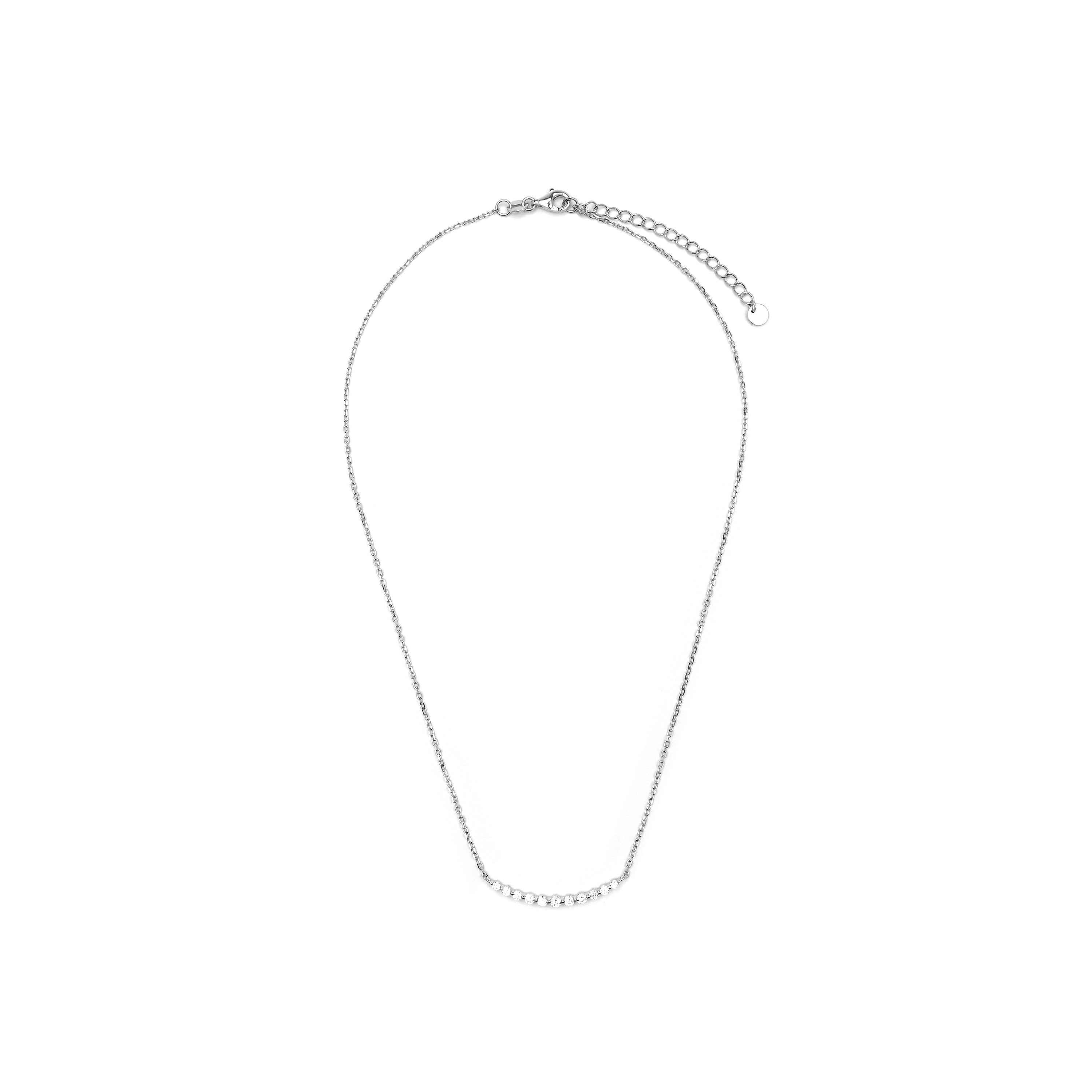 925 Sterling Silver and Brilliant Zirconia Necklace, Rhodium Finish - Copim