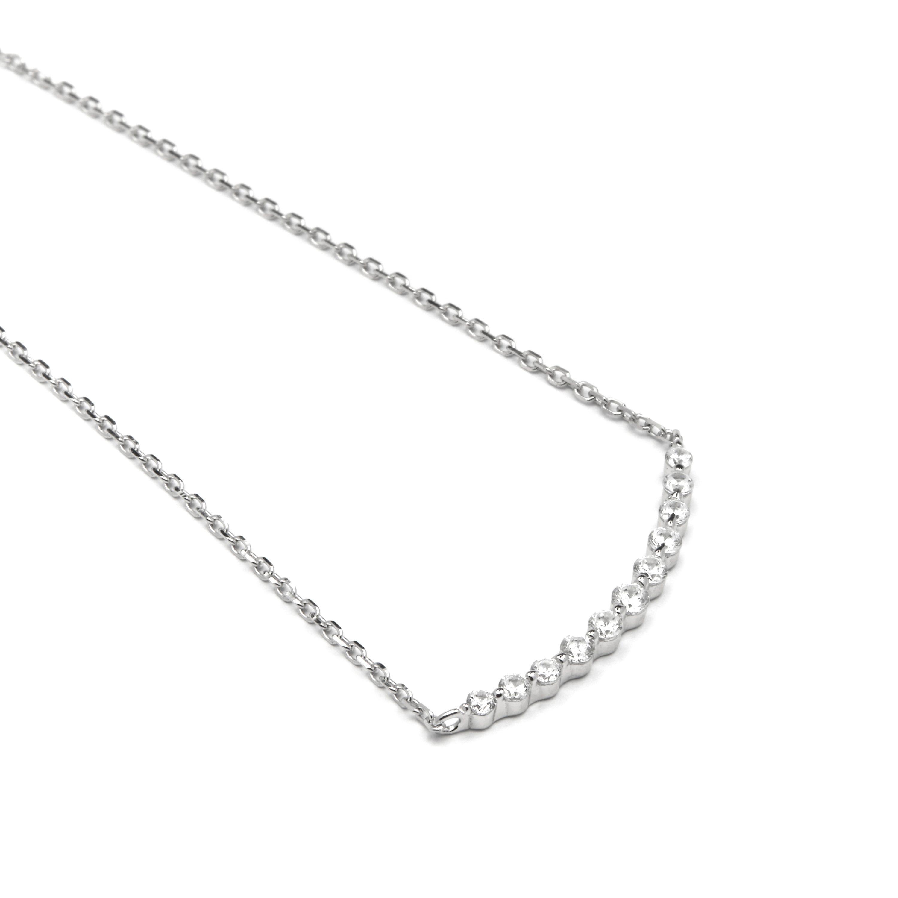 925 Sterling Silver and Brilliant Zirconia Necklace, Rhodium Finish - Copim