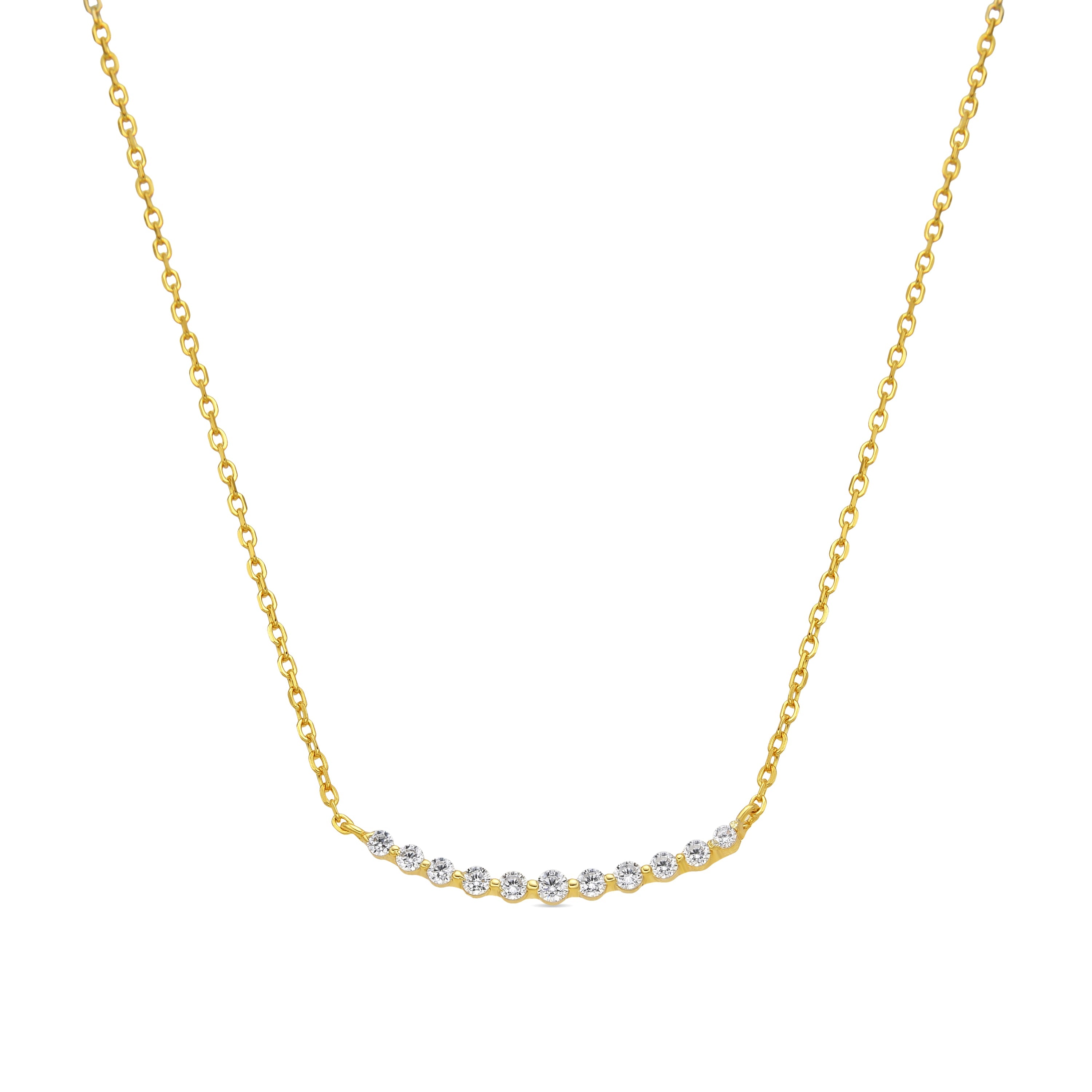925 Sterling Silver and Brilliant Zirconia Necklace, 18k Yellow Gold Finish - Copim