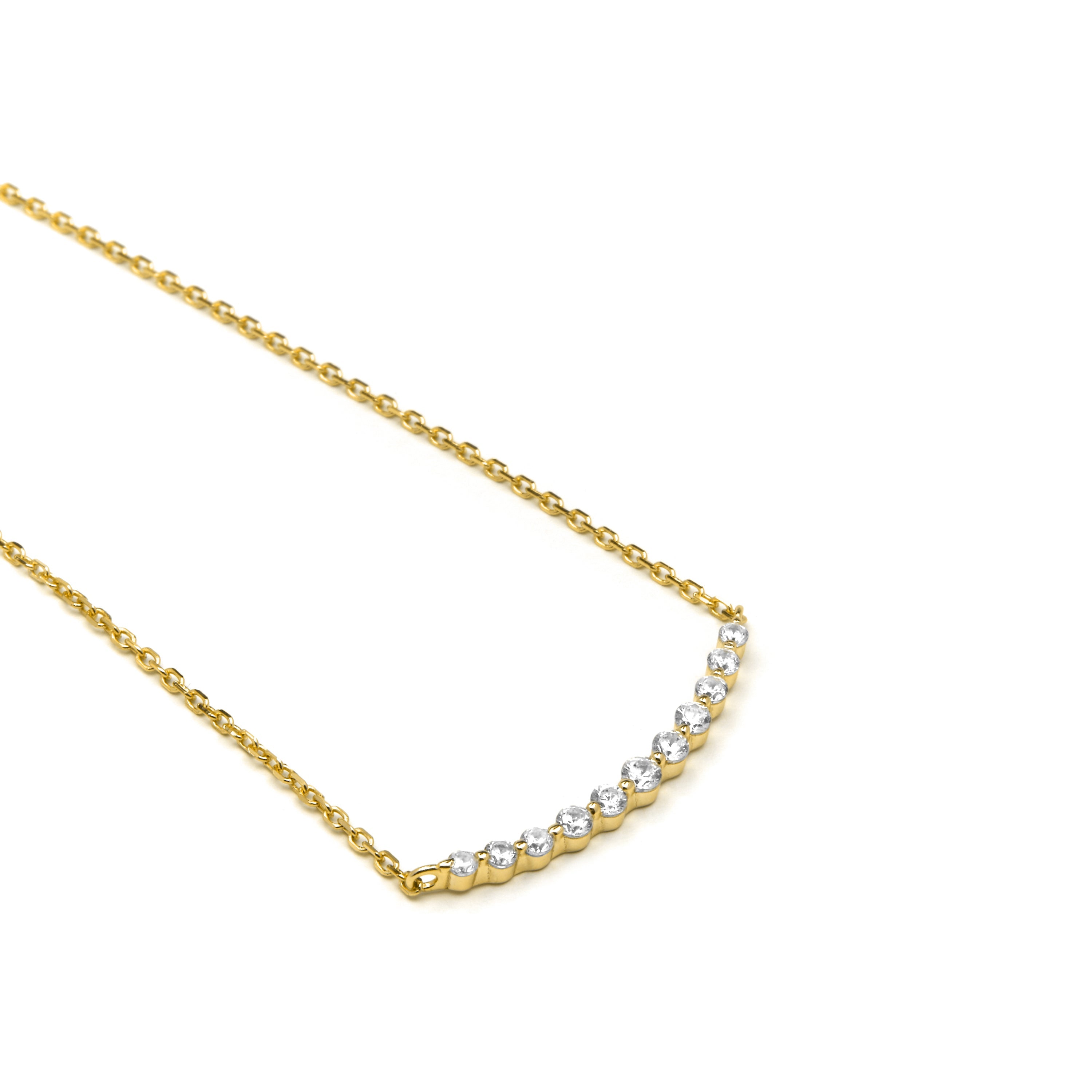 925 Sterling Silver and Brilliant Zirconia Necklace, 18k Yellow Gold Finish - Copim