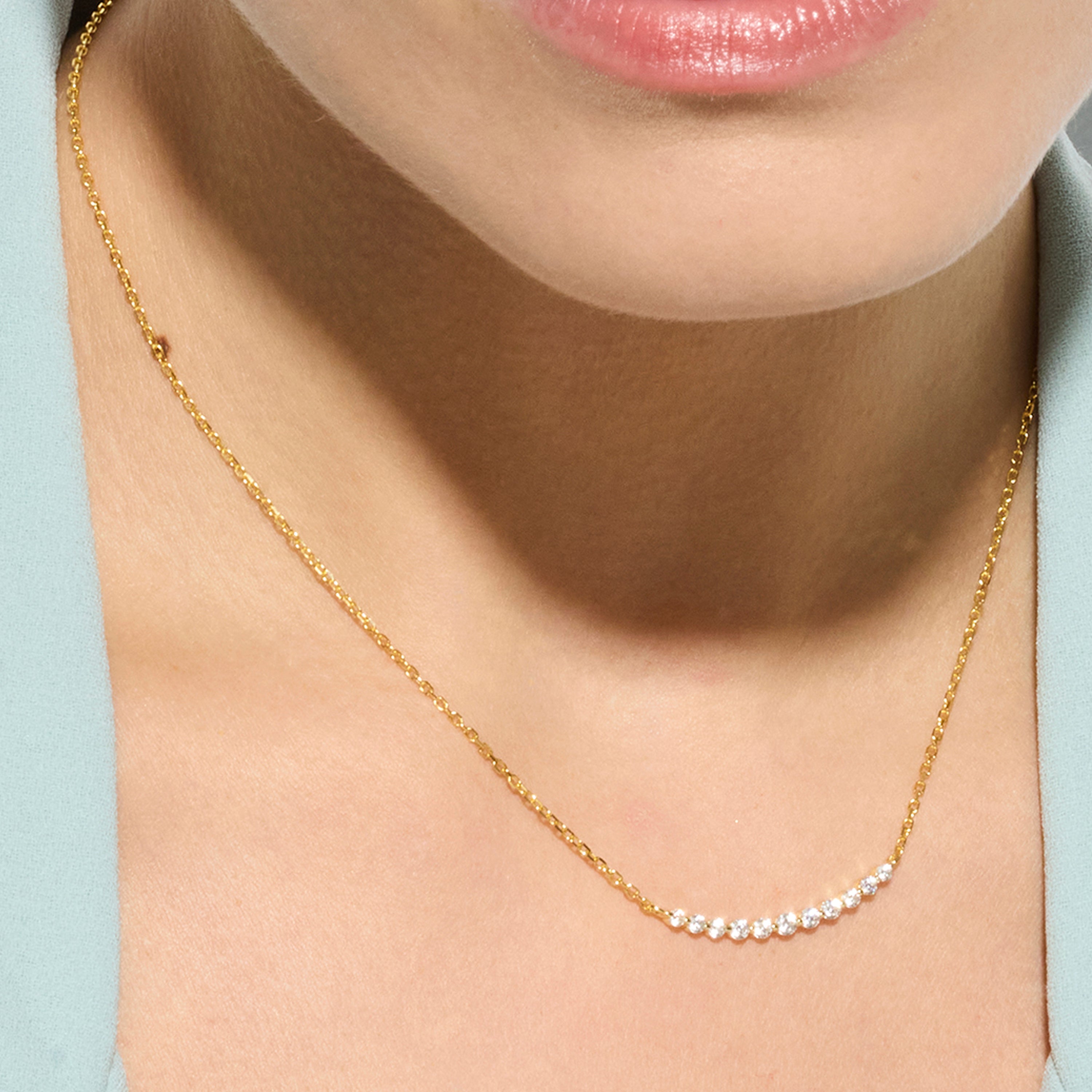 925 Sterling Silver and Brilliant Zirconia Necklace, 18k Yellow Gold Finish - Copim