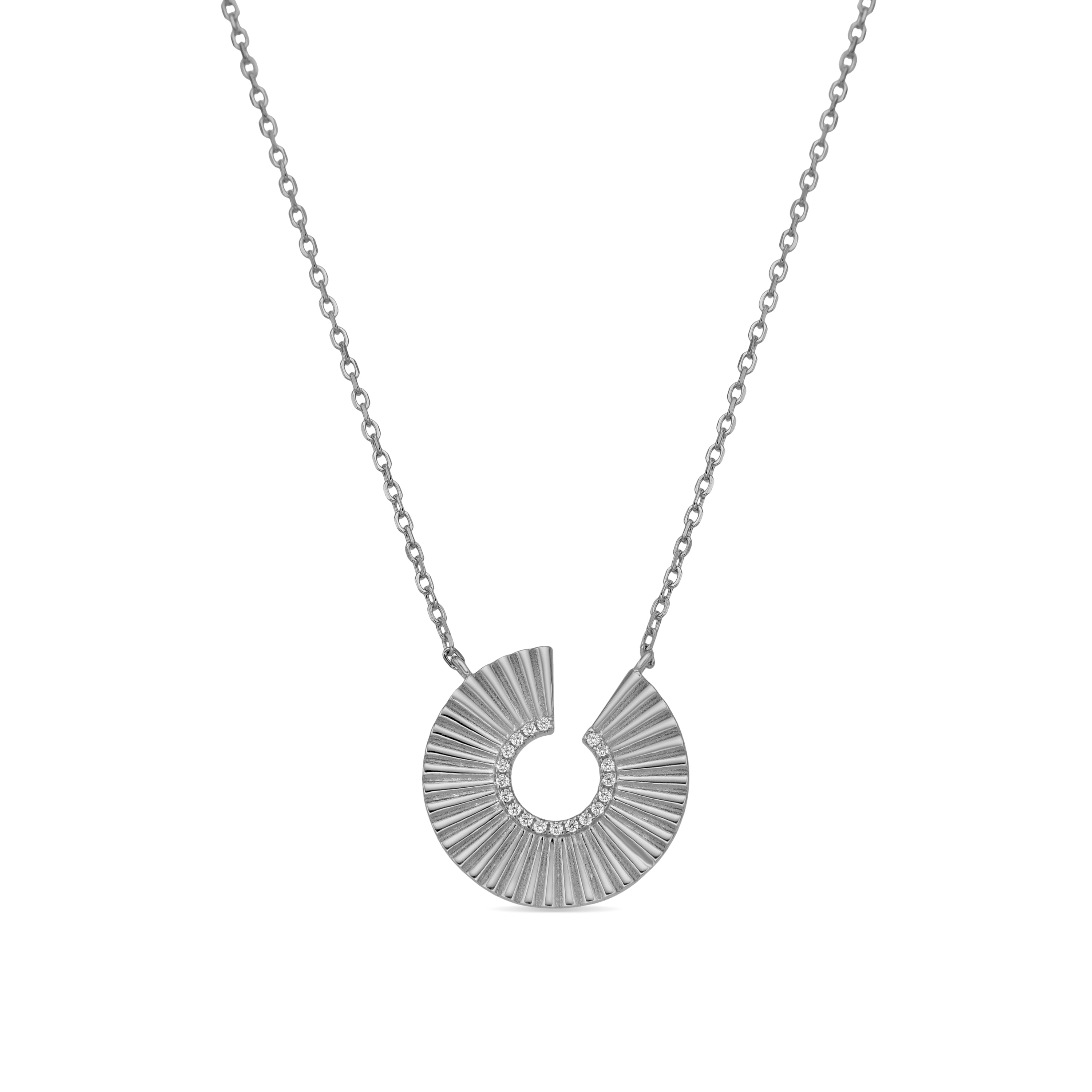 925 Sterling Silver and Brilliant Zirconia Necklace, Rhodium Finish - Dragi