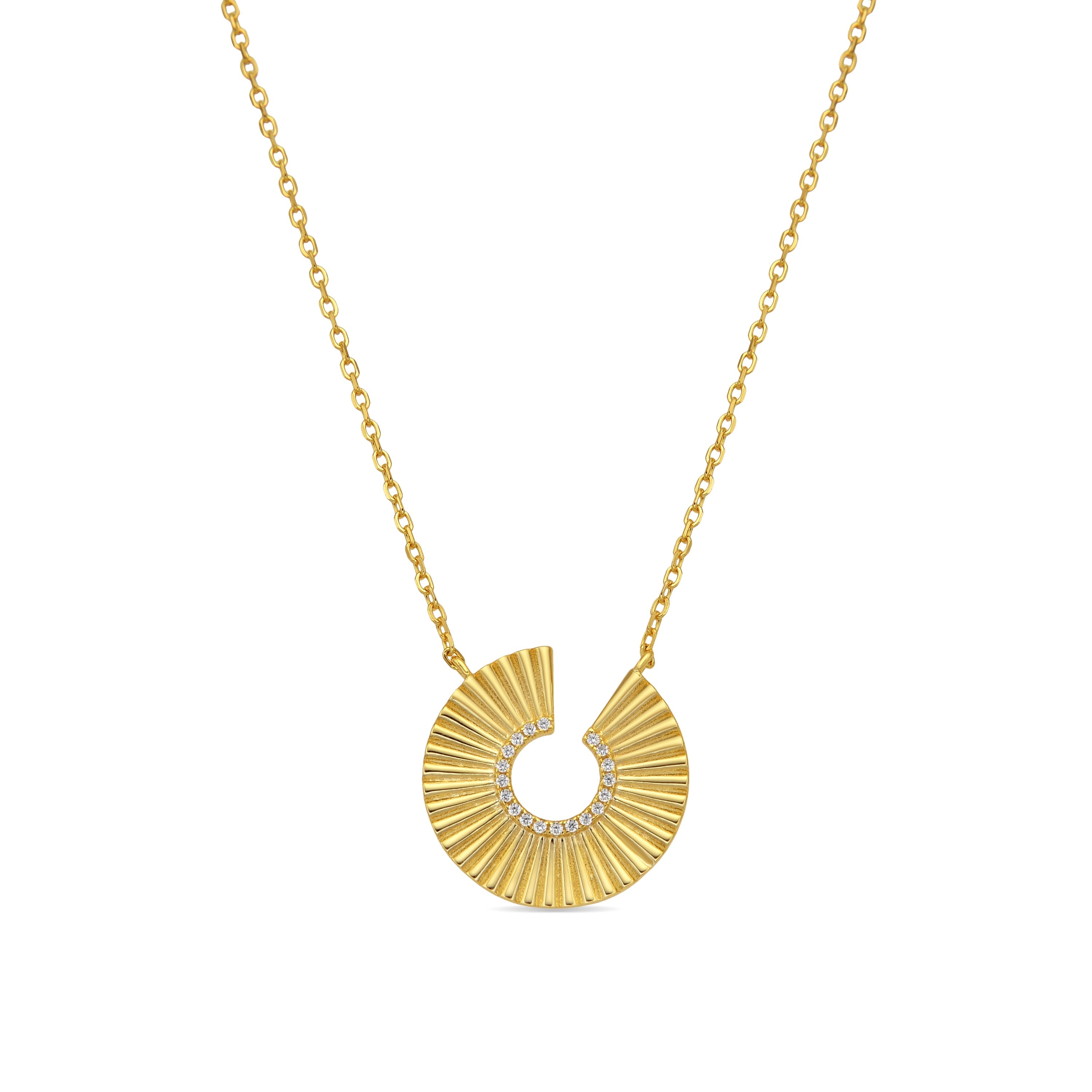925 Sterling Silver and Brilliant Zirconia Necklace, 18k Yellow Gold Finish - Dragi