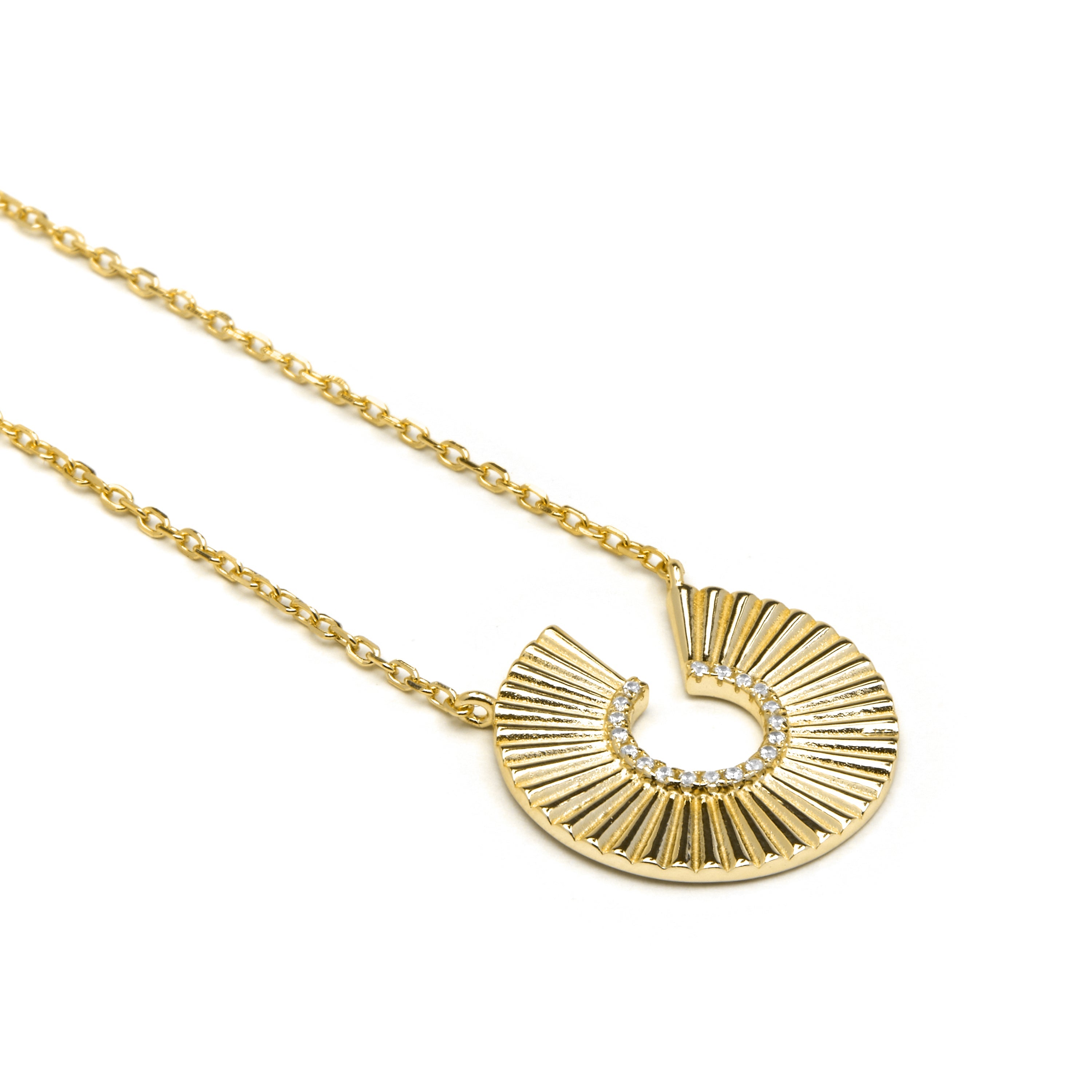 925 Sterling Silver and Brilliant Zirconia Necklace, 18k Yellow Gold Finish - Dragi