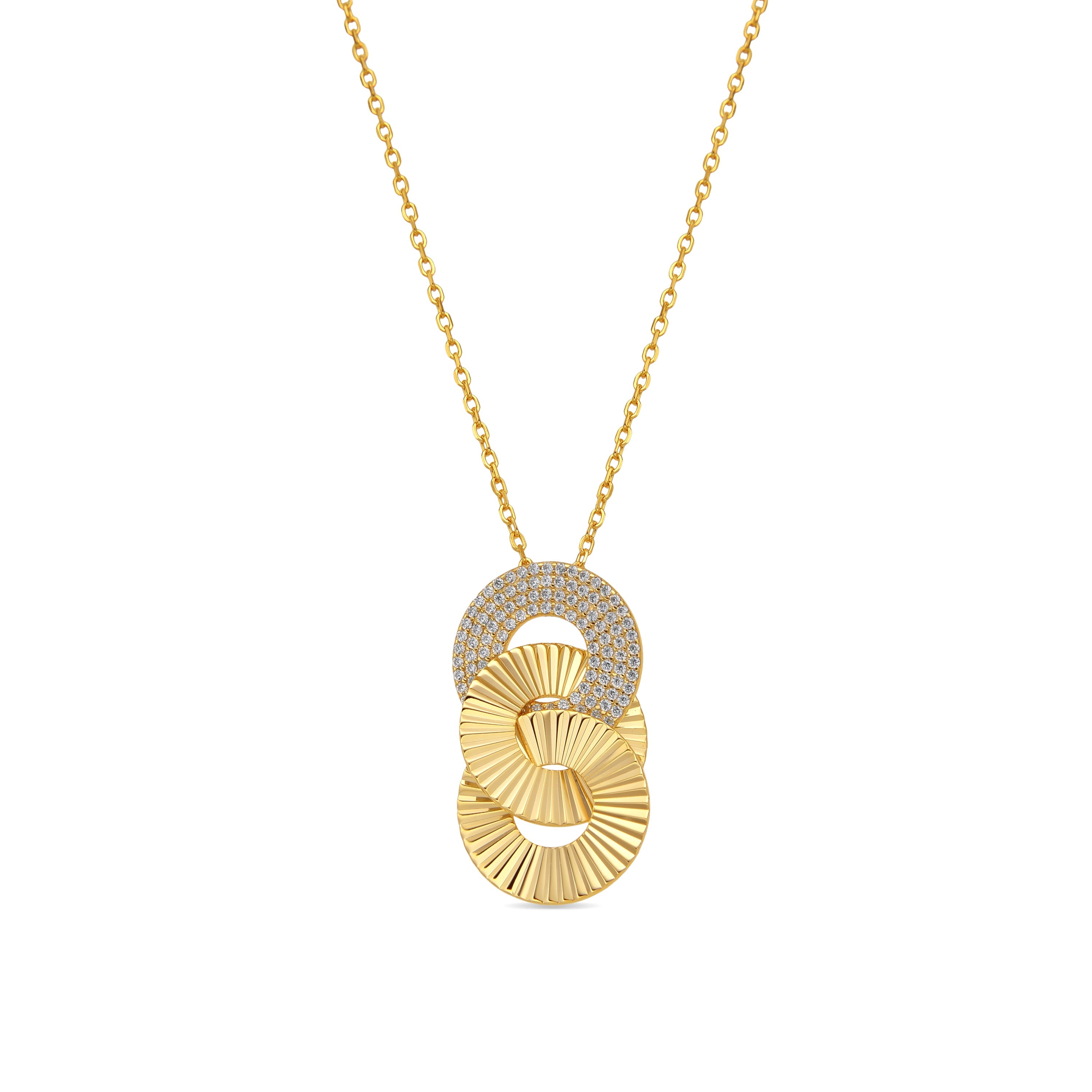 925 Sterling Silver and Brilliant Zirconia Necklace in 18k Yellow Gold Finish - Thydi