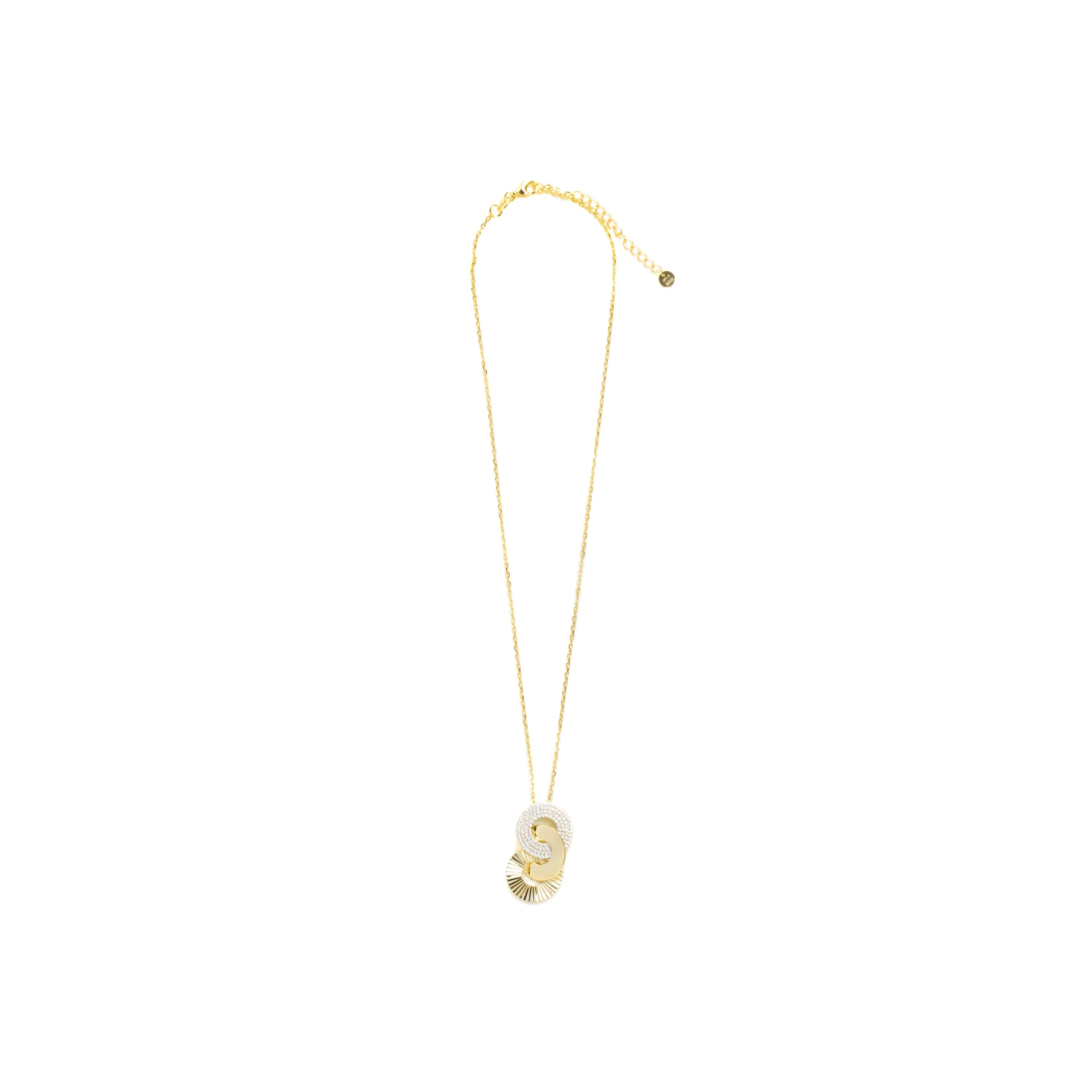 925 Sterling Silver and Brilliant Zirconia Necklace in 18k Yellow Gold Finish - Thydi
