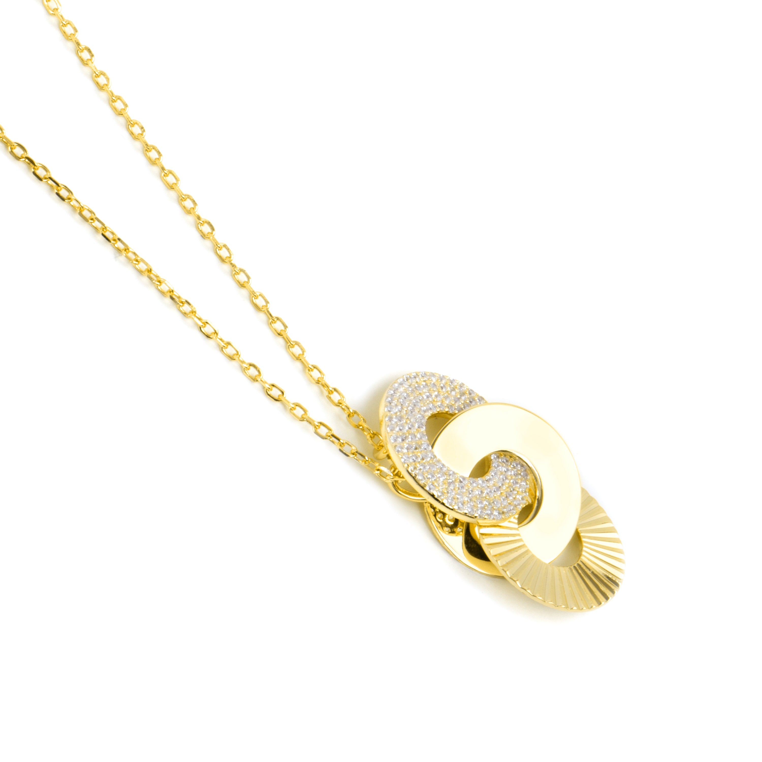 925 Sterling Silver and Brilliant Zirconia Necklace in 18k Yellow Gold Finish - Thydi