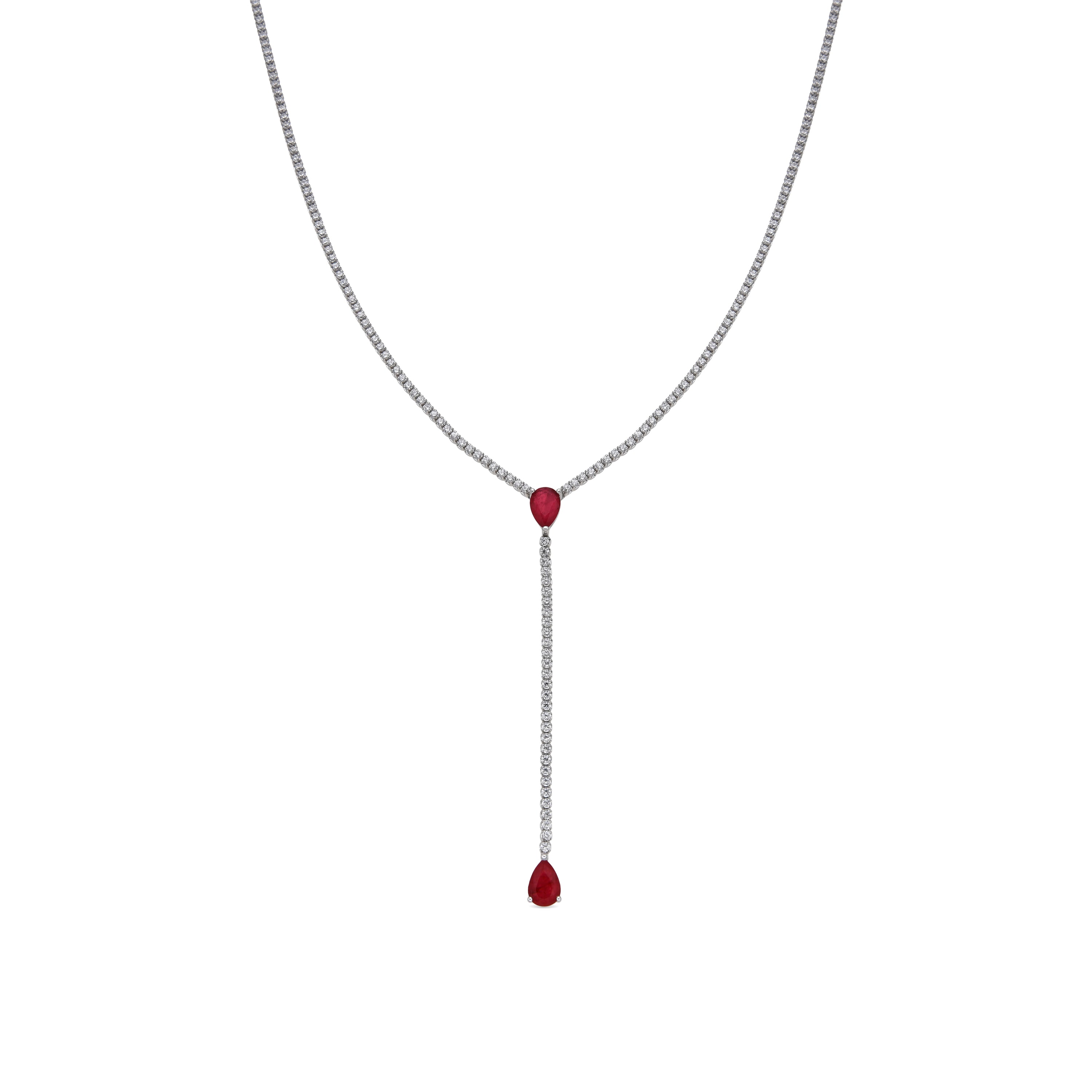 925 Sterling Silver and Cherry Hydrothermal Quartz Necklace with Rhodium Finish - Kuhao