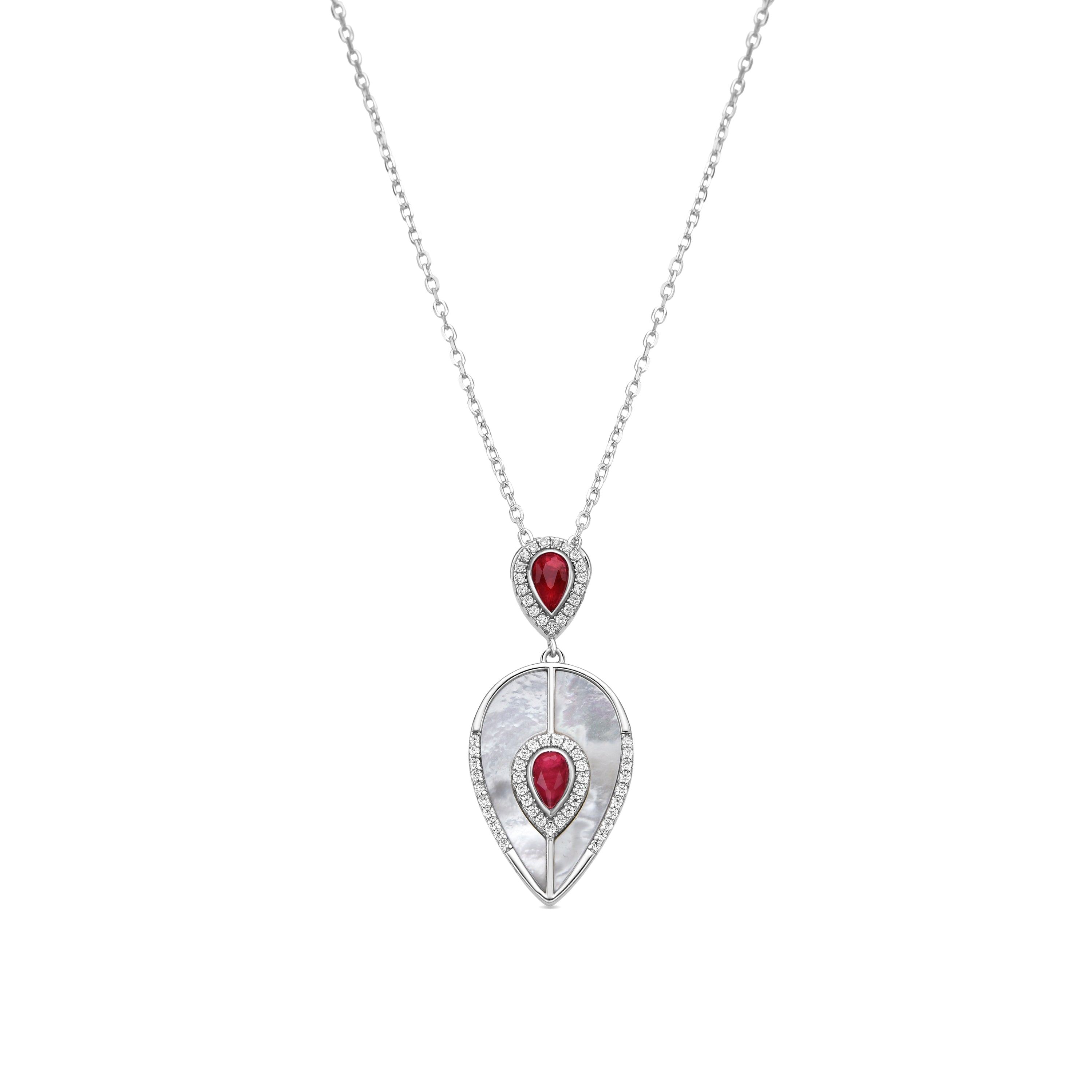 925 Sterling Silver and Cherry Hydrothermal Quartz Necklace with Rhodium Finish - Torwa