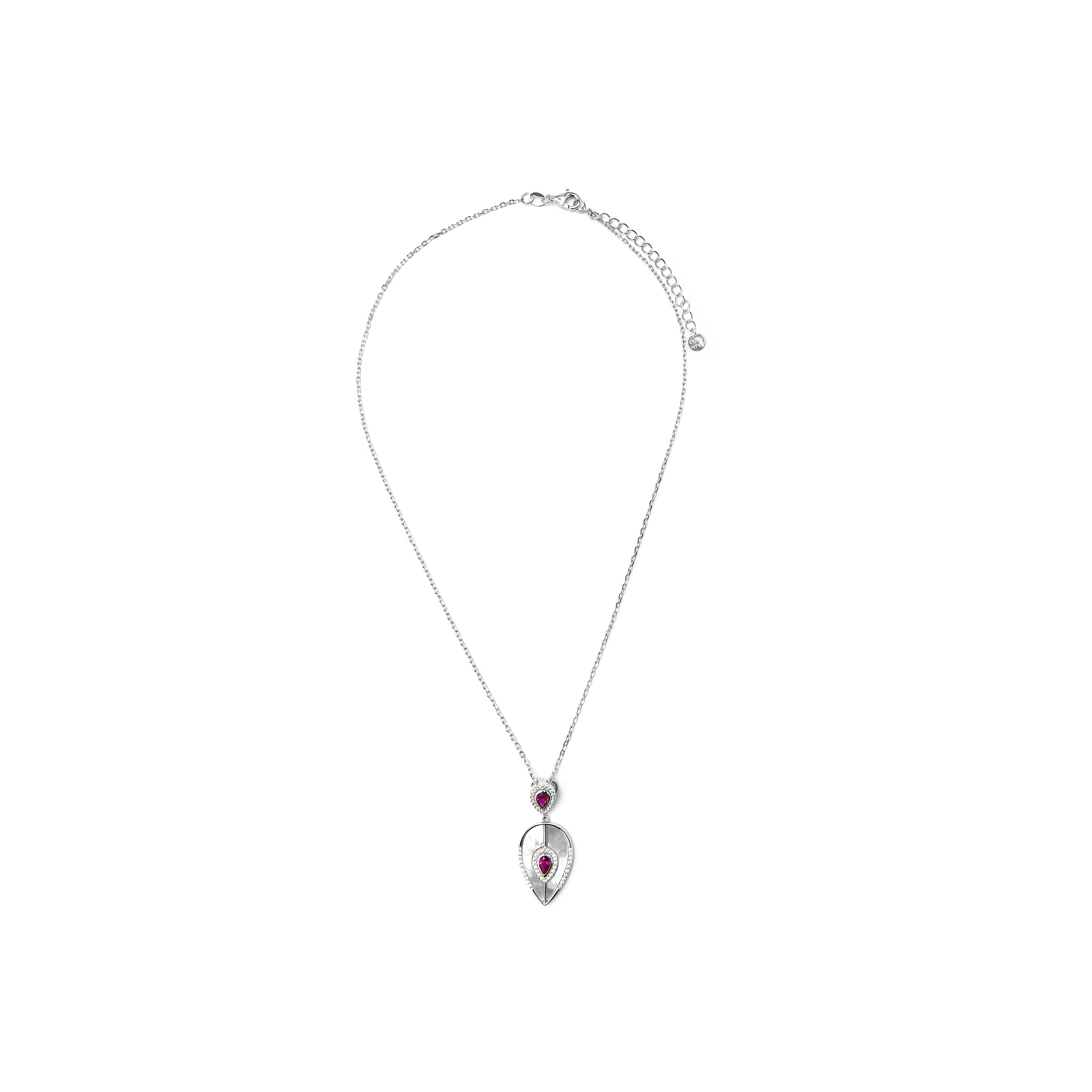 Collar de Plata de Ley 925 y Cuarzo Hidrotermal Cereza acabado rodio - Torwa