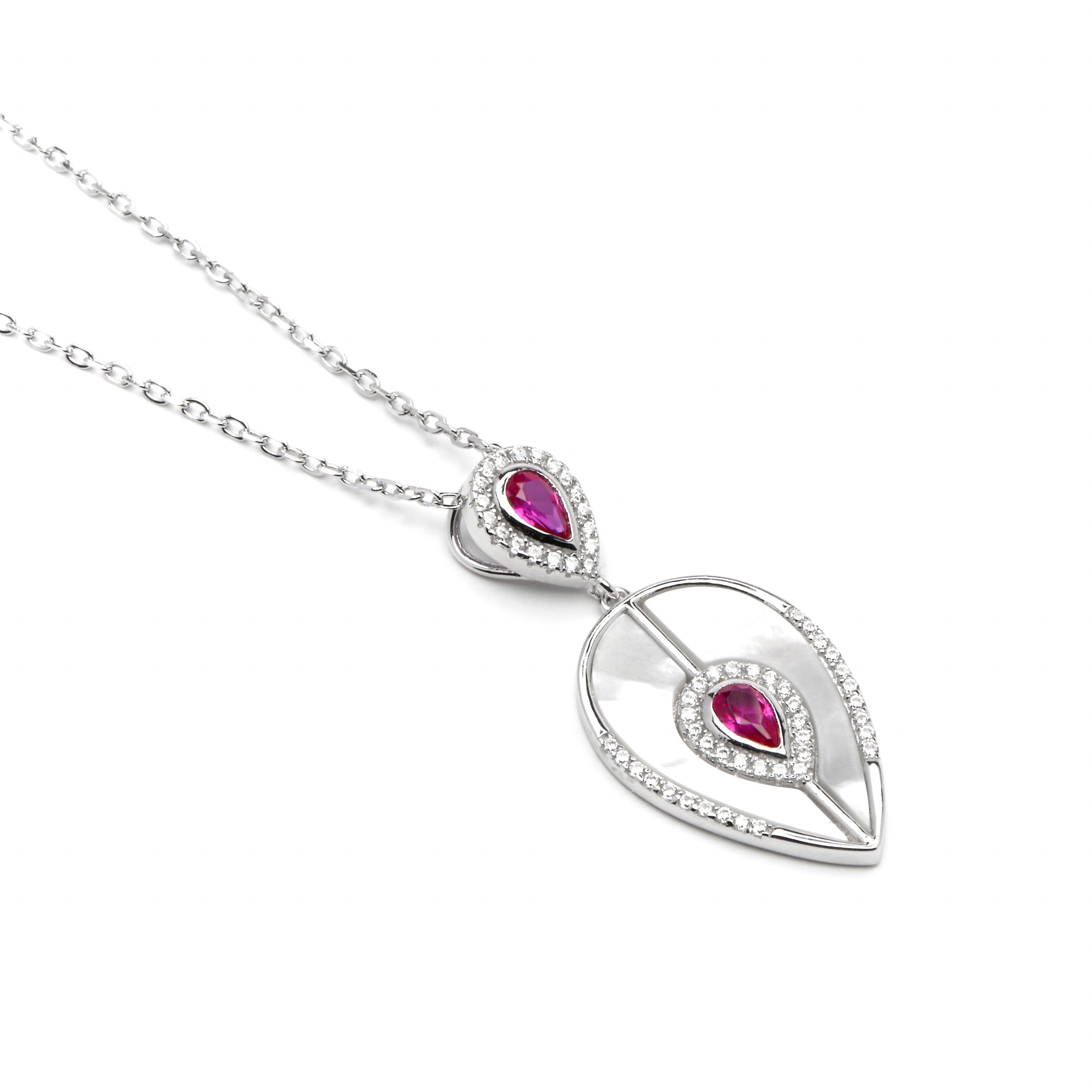 Collar de Plata de Ley 925 y Cuarzo Hidrotermal Cereza acabado rodio - Torwa