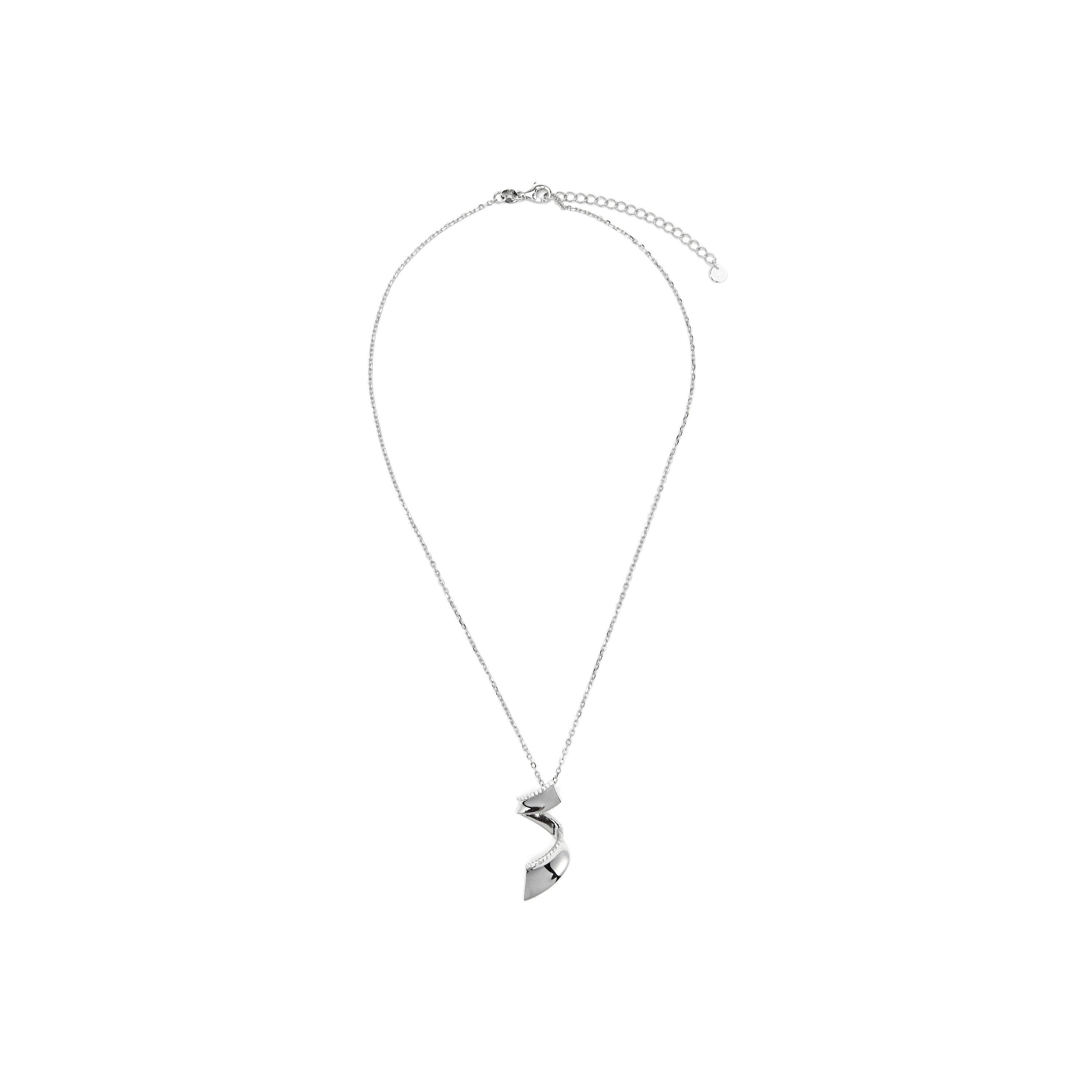 925 Sterling Silver and Brilliant Zirconia Necklace, Rhodium Finish - Orba
