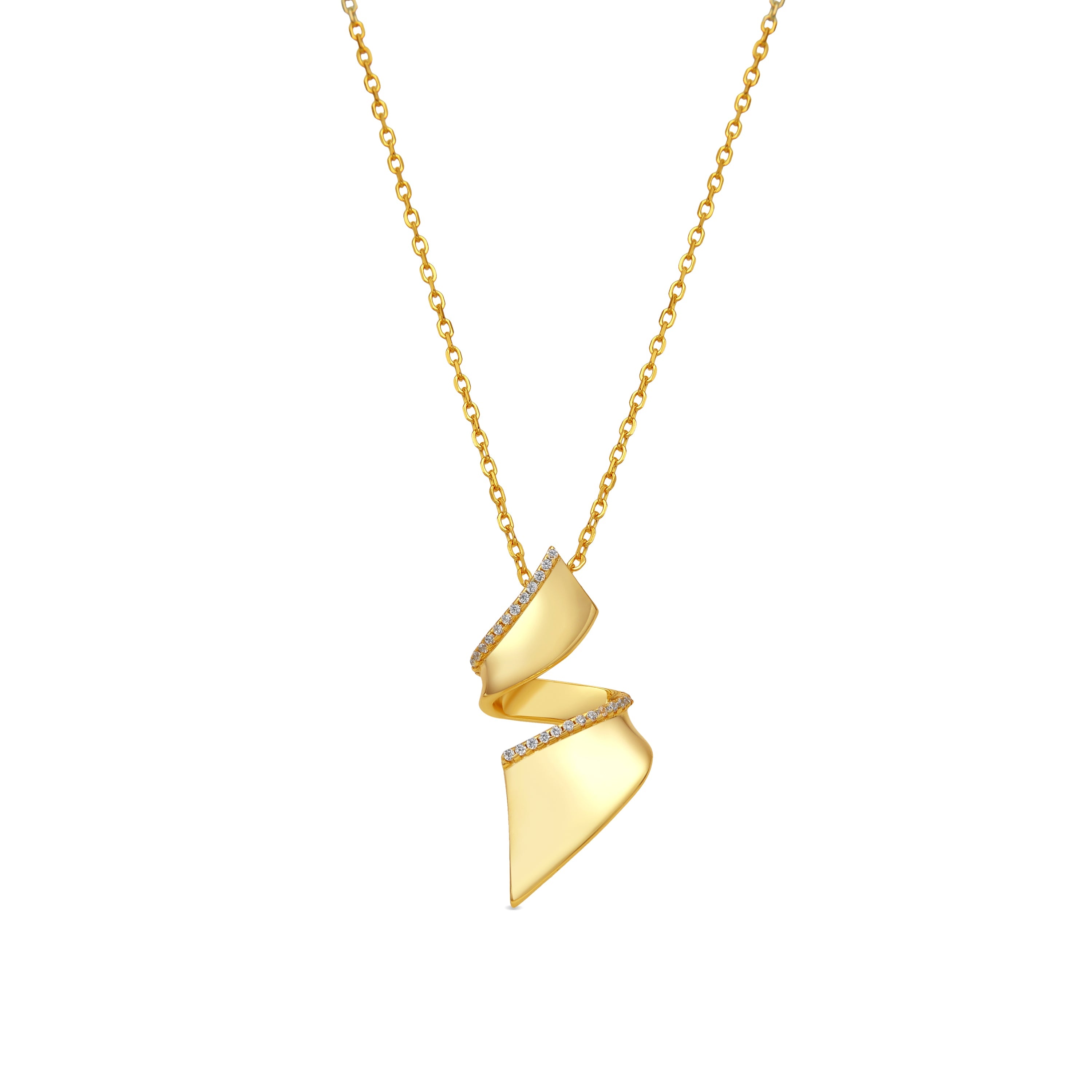 925 Sterling Silver and Brilliant Zirconia Necklace, 18k Yellow Gold Finish - Orba