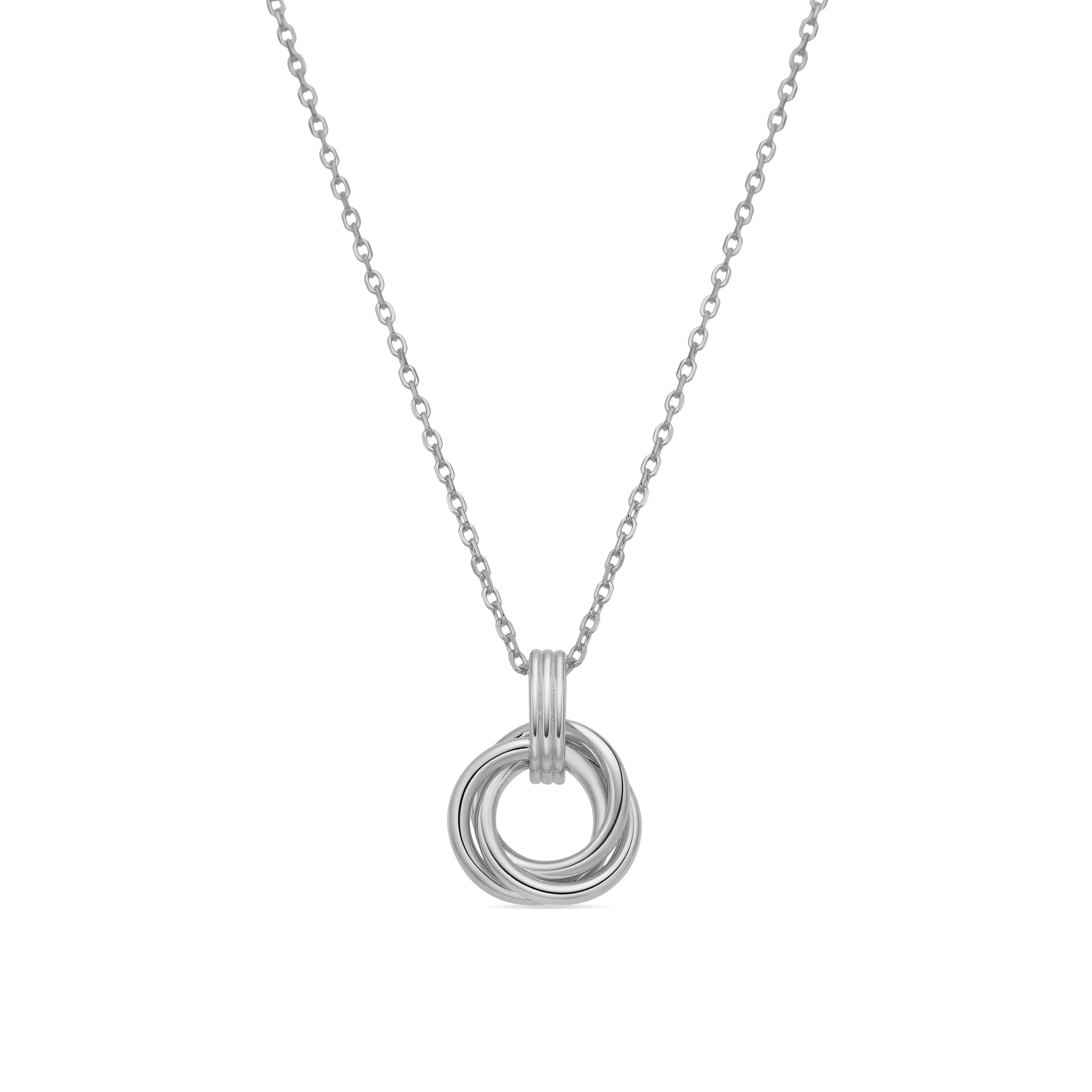 925 Sterling Silver and Brilliant Zirconia Necklace, Rhodium Finish - Imad