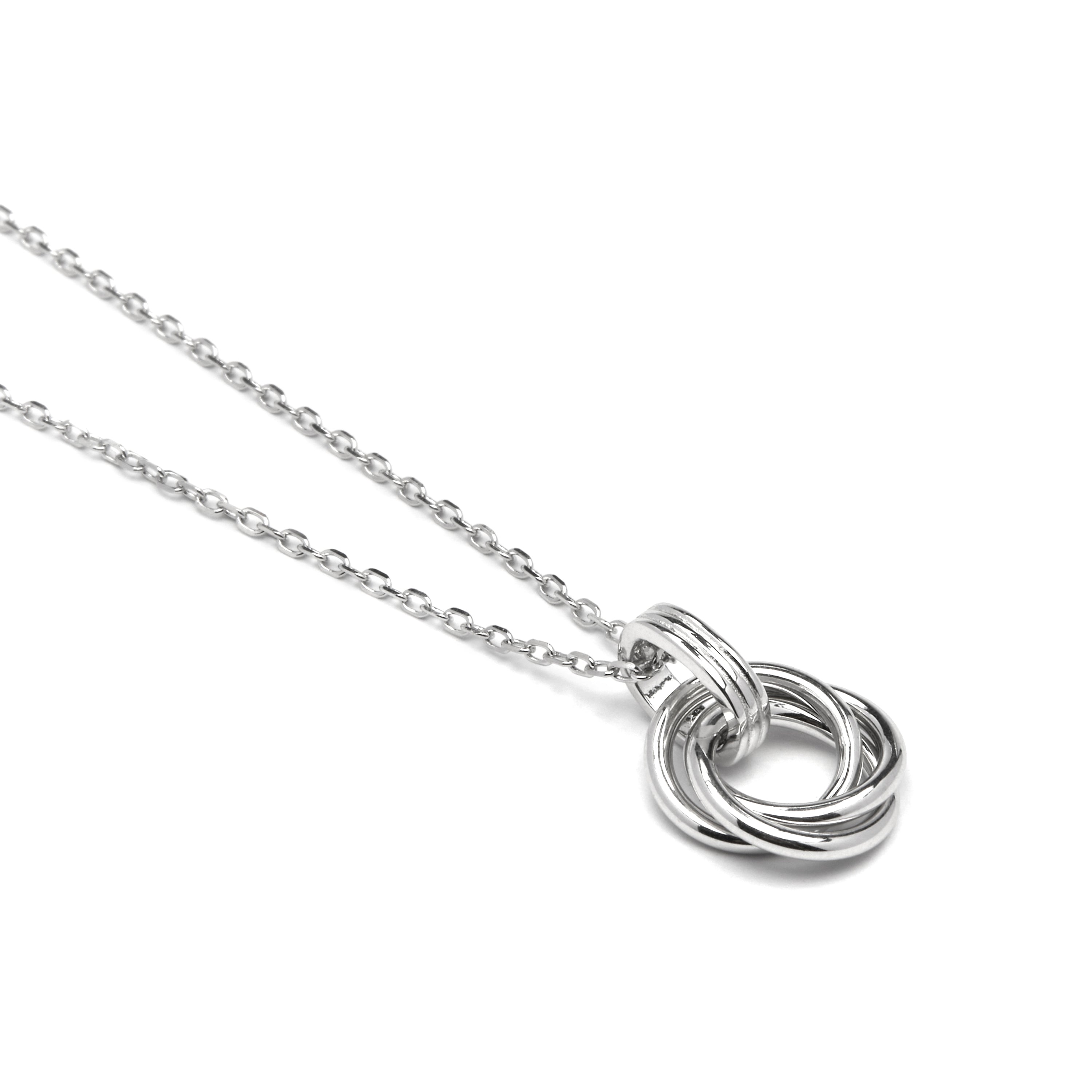 925 Sterling Silver and Brilliant Zirconia Necklace, Rhodium Finish - Imad