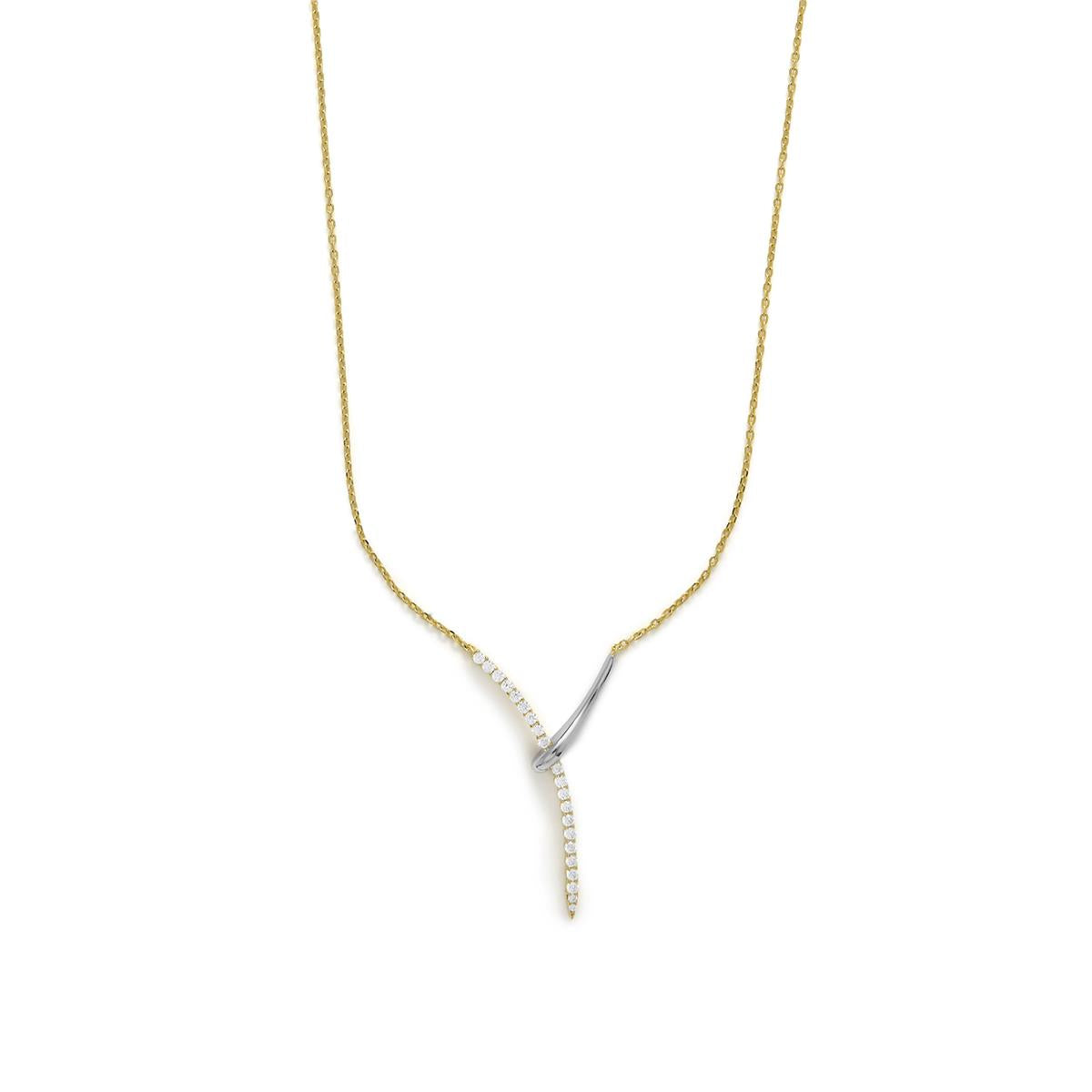 925 Sterling Silver and Brilliant Zircon Necklace with 18k Yellow Gold Finish - Kitsa