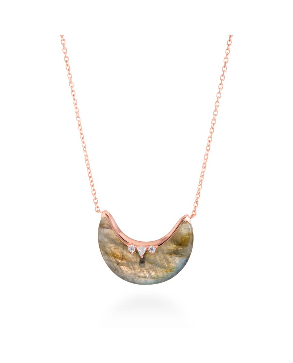 925 Sterling Silver Necklace with Labradorite Finished in 18K Rose Gold - Dalal