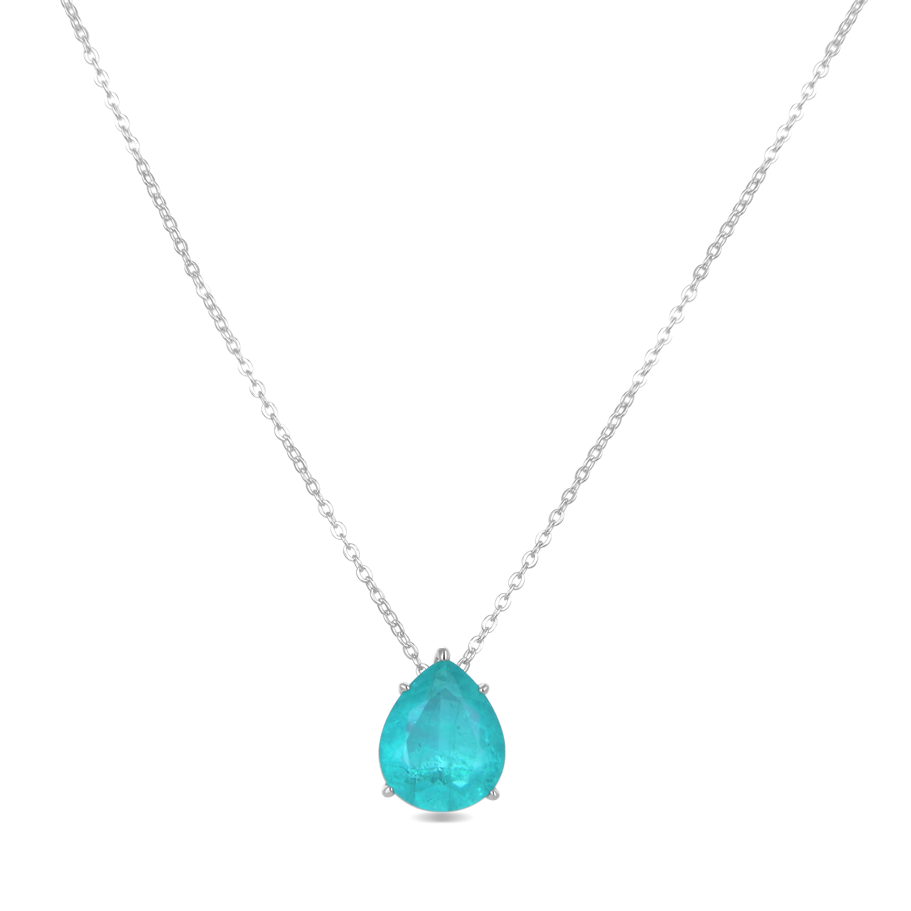 925 Sterling Silver Necklace with Rhodium-Finished African Santa Maria Zirconia - Geda