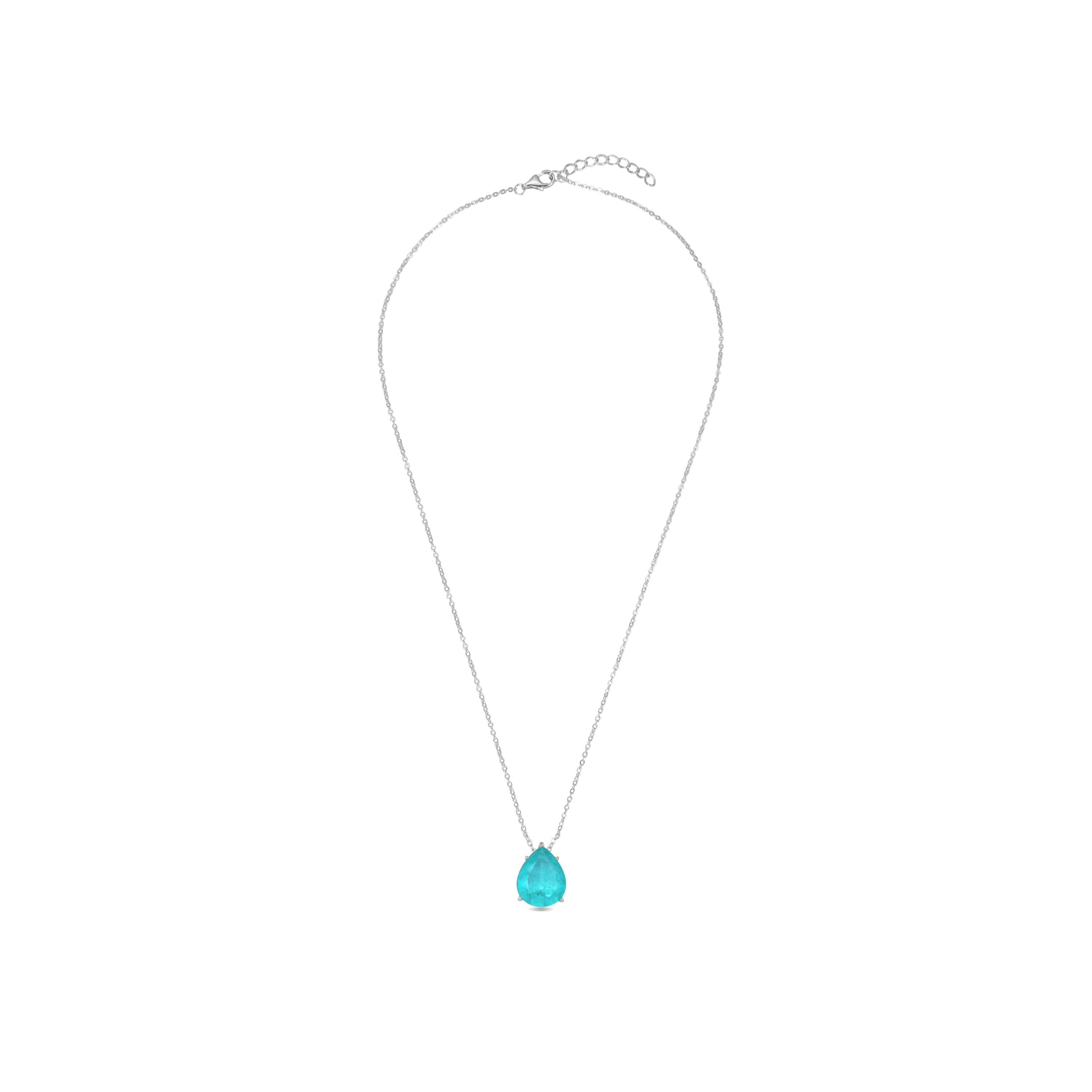 Collar de Plata de Ley 925 con Circonita Santa María Africana acabado en rodio - Geda