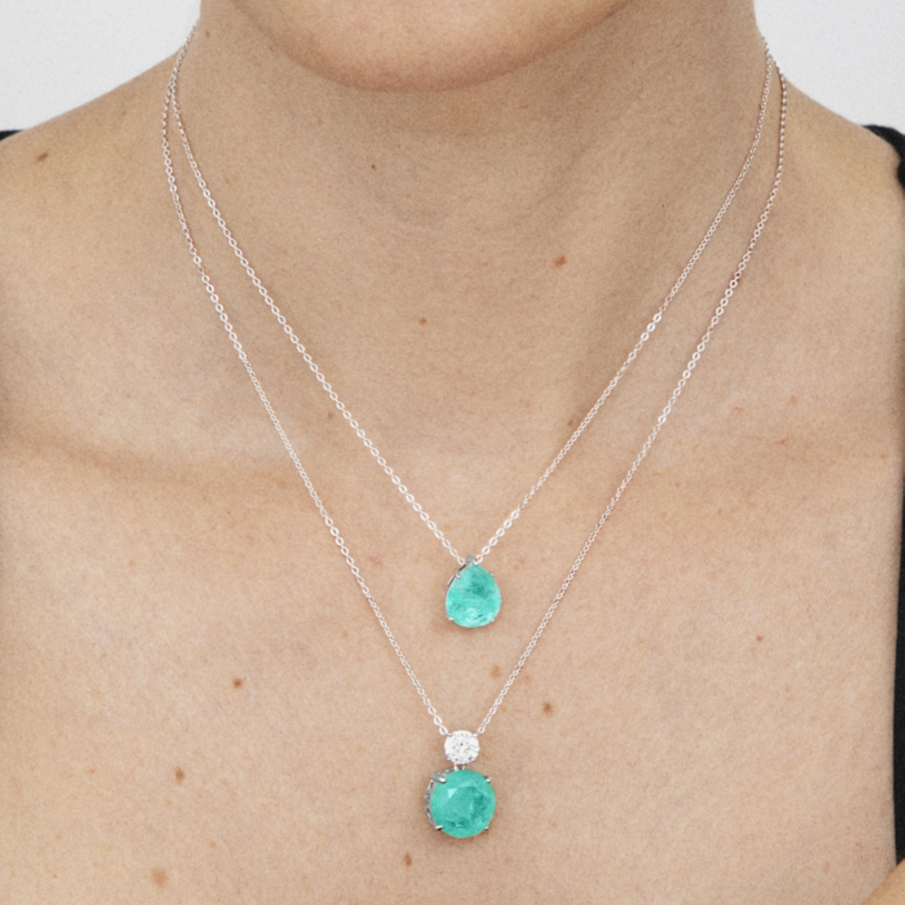 Collar de Plata de Ley 925 con Circonita Santa María Africana acabado en rodio - Geda