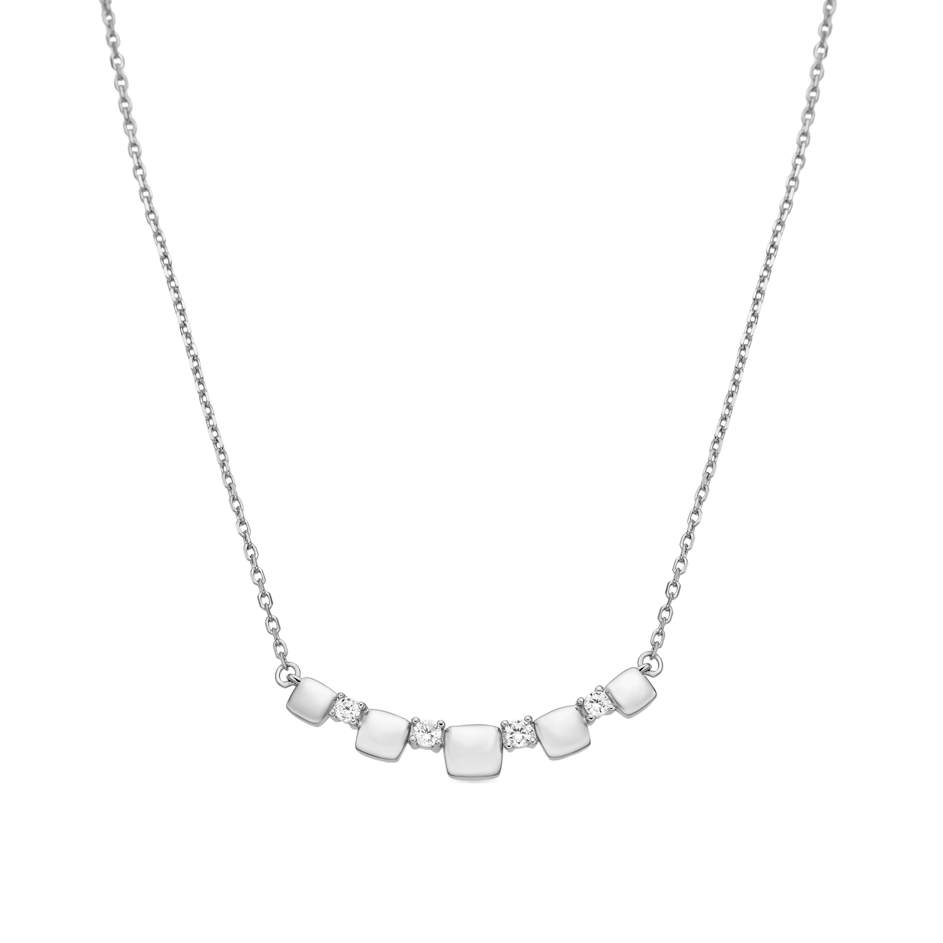 925 Sterling Silver and Brilliant Zirconia Necklace with Rhodium Finish - Sures