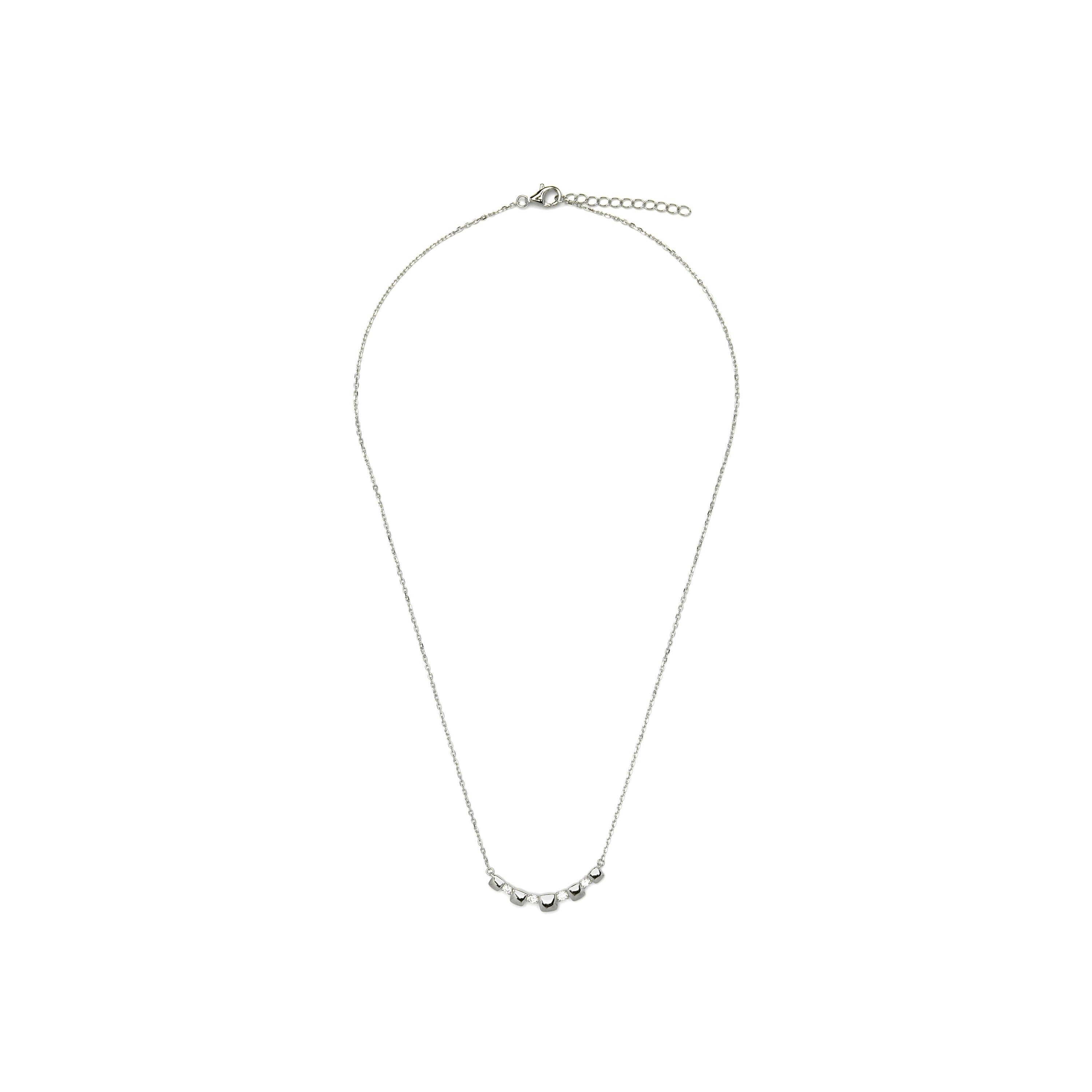 925 Sterling Silver and Brilliant Zirconia Necklace with Rhodium Finish - Sures