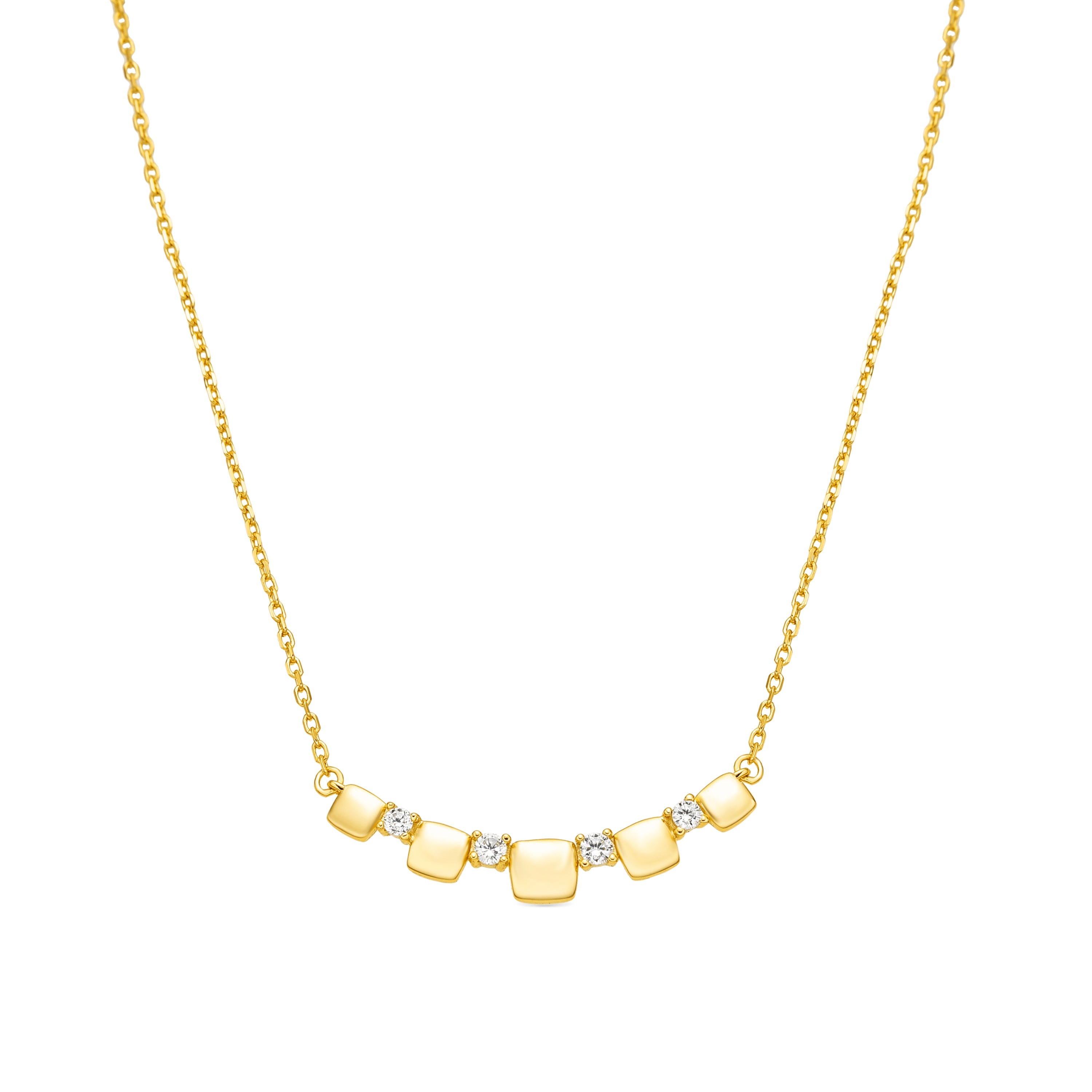 925 Sterling Silver and Brilliant Zirconia Necklace, 18k Yellow Gold Finish - Sures
