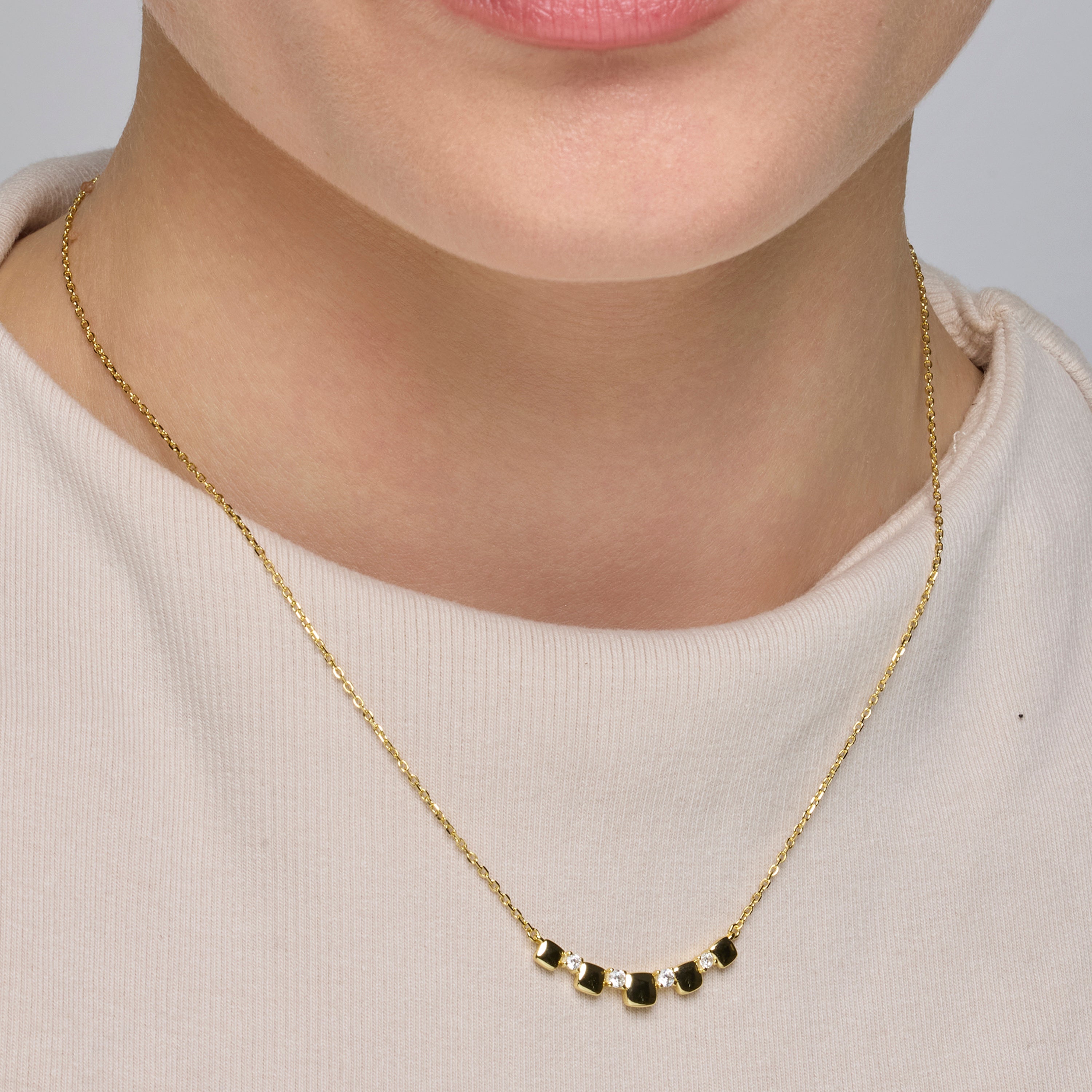 Collar de Plata de Ley 925 y Circonita Brillante acabado oro amarillo de 18k - Sures