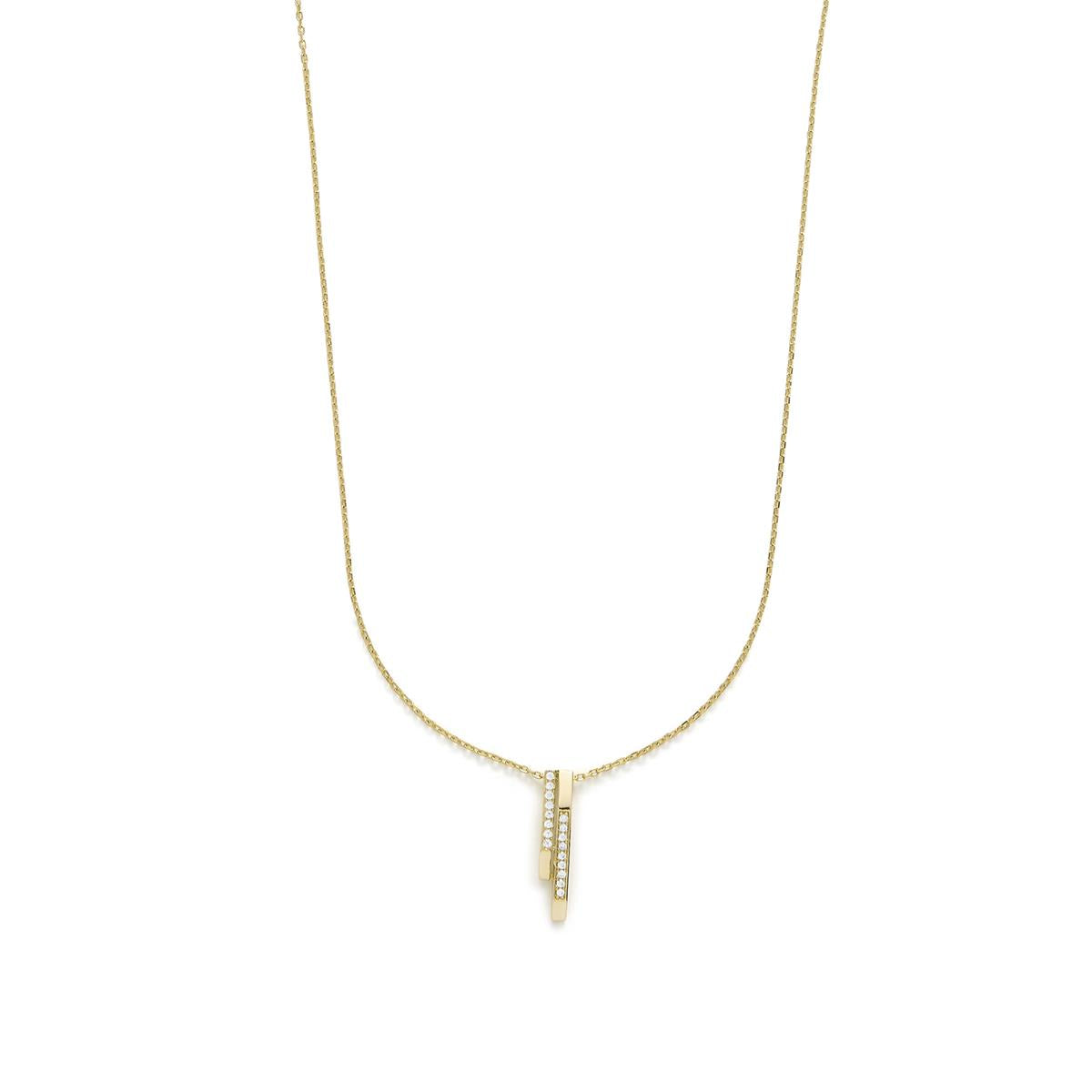 925 Sterling Silver and Brilliant Zirconia Necklace with 18k Yellow Gold Finish - Uthera