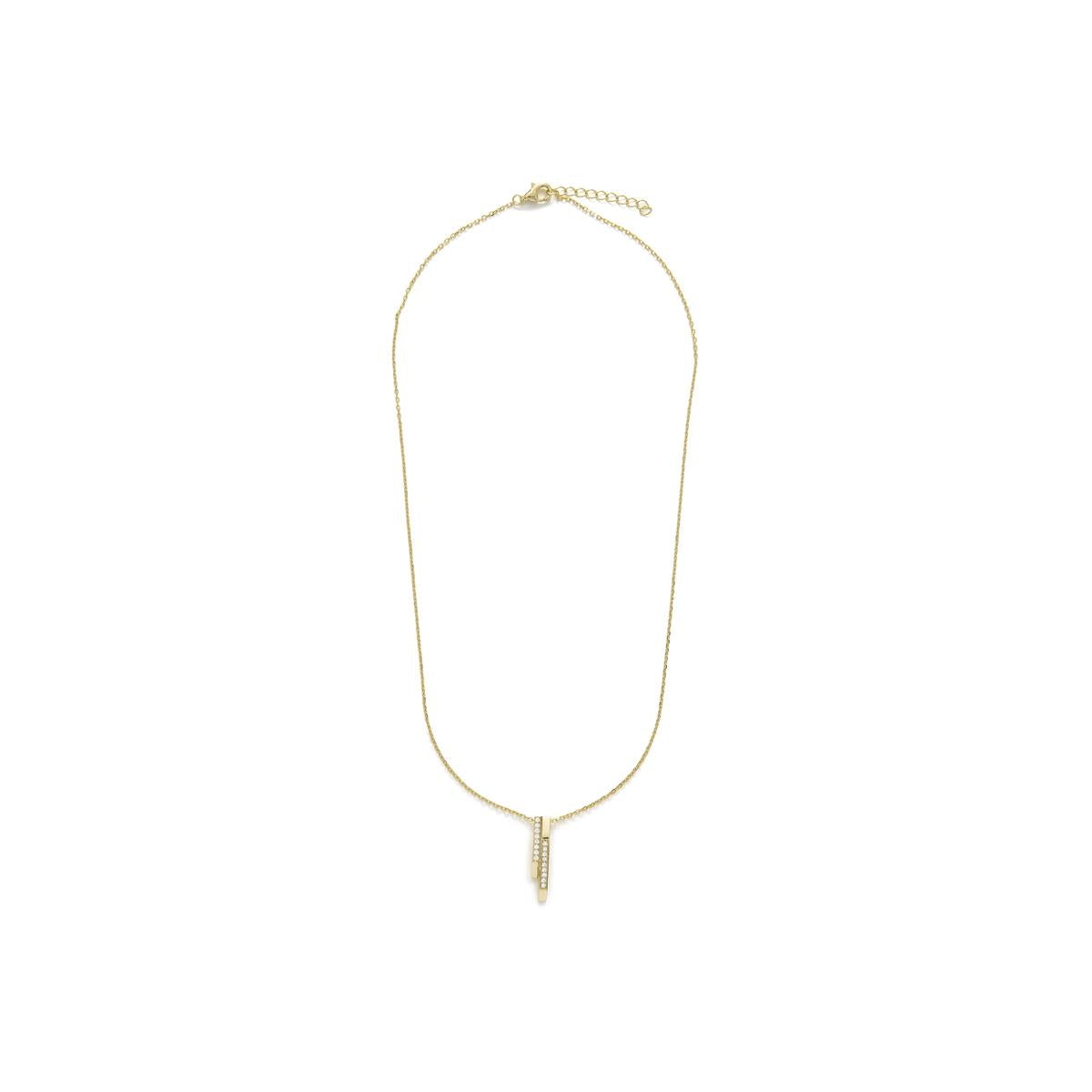 925 Sterling Silver and Brilliant Zirconia Necklace with 18k Yellow Gold Finish - Uthera