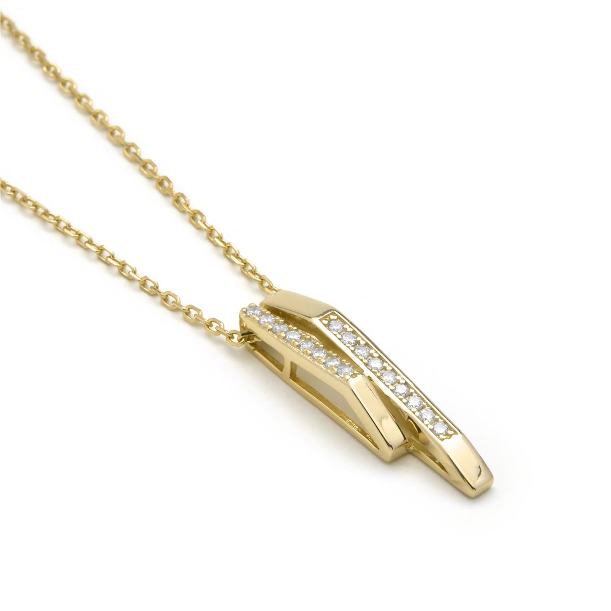 925 Sterling Silver and Brilliant Zirconia Necklace with 18k Yellow Gold Finish - Uthera