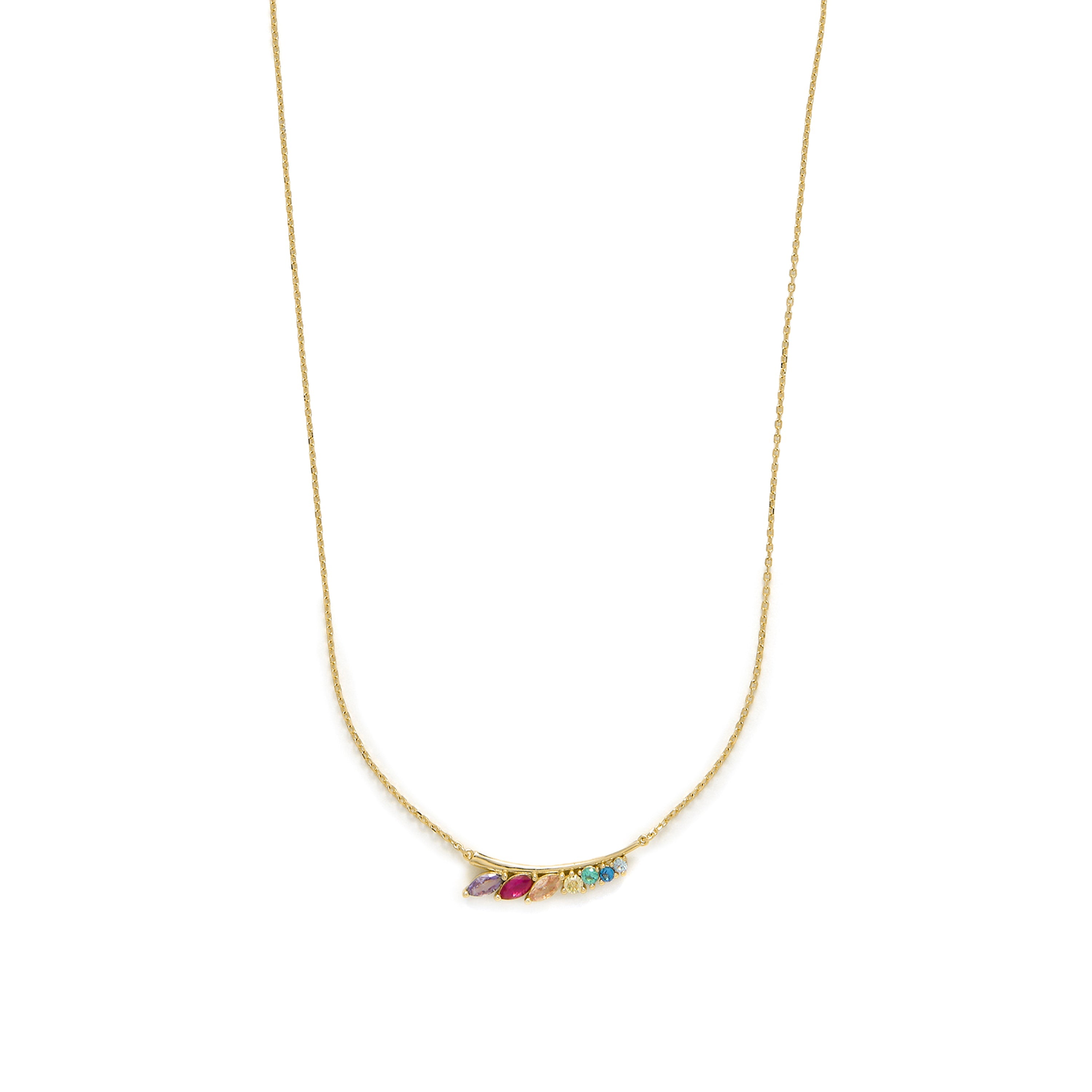 Collar de Plata de Ley 925 y Circonita Multicolor acabado en oro amarillo 18k - Nikon