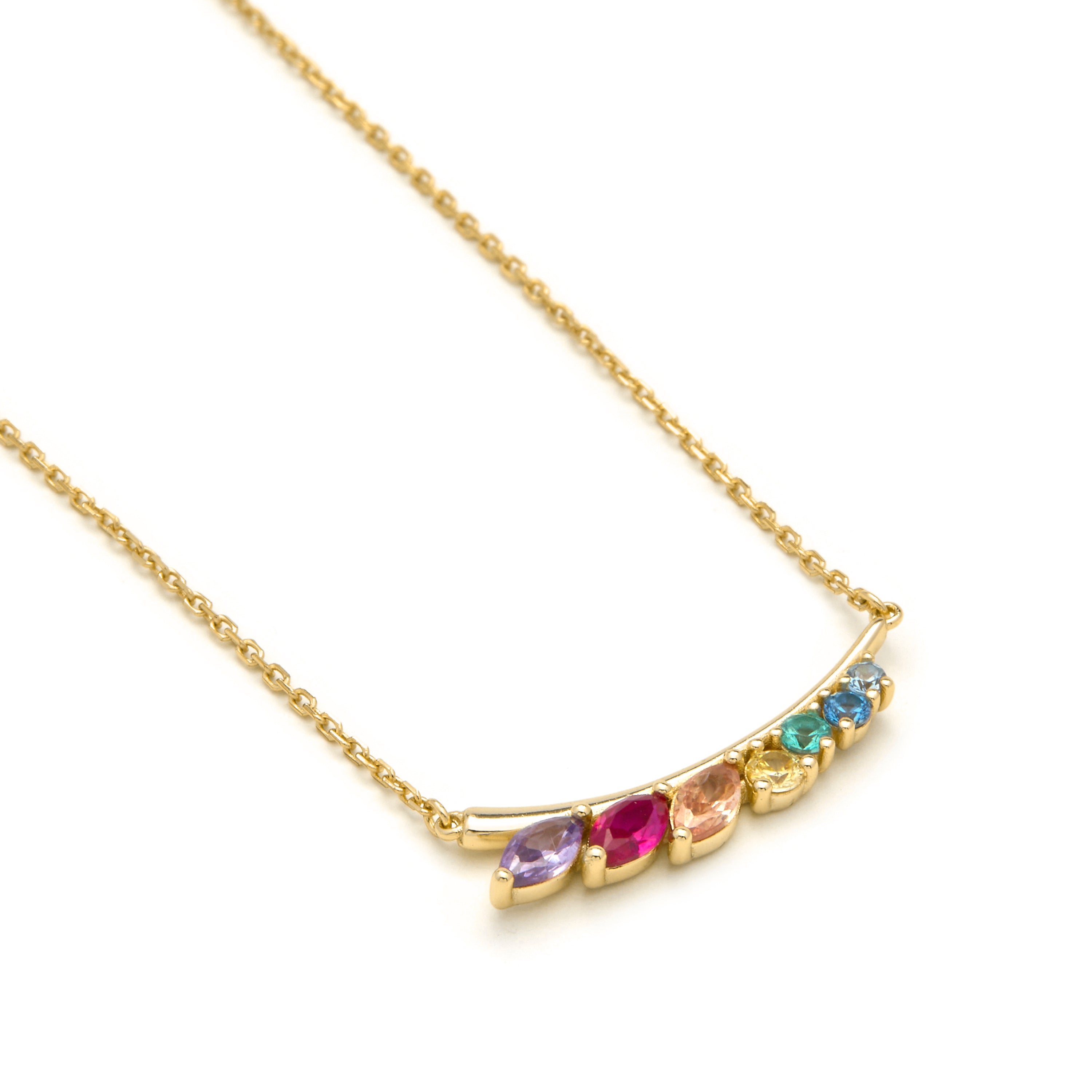 Collar de Plata de Ley 925 y Circonita Multicolor acabado en oro amarillo 18k - Nikon