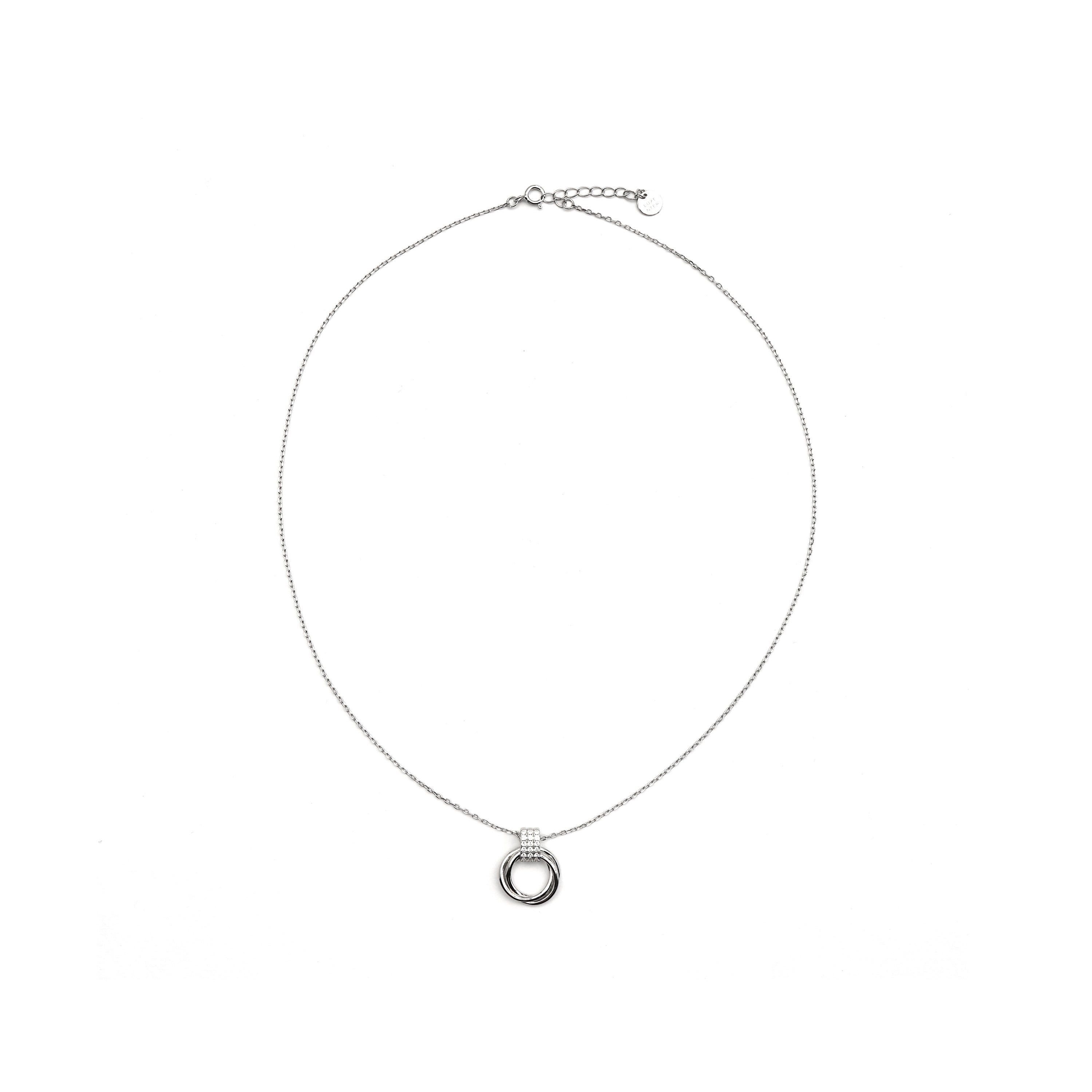 925 Sterling Silver and Brilliant Zirconia Necklace with Rhodium Finish - Ukyo