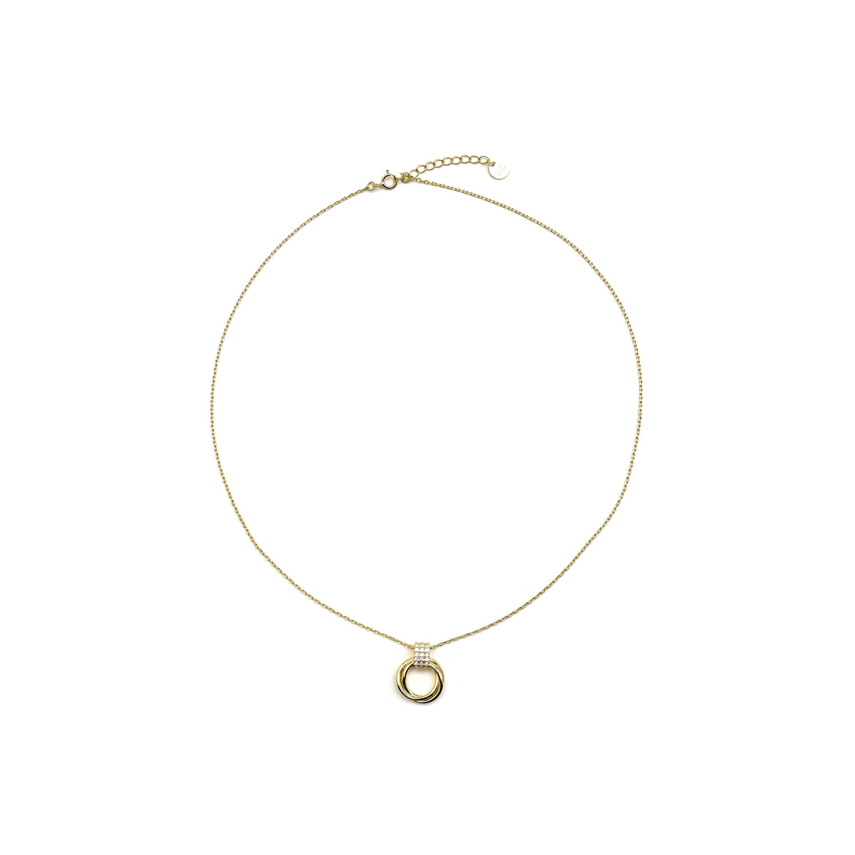925 Sterling Silver and Brilliant Zirconia Necklace, 18k Gold Finish - Ukyo