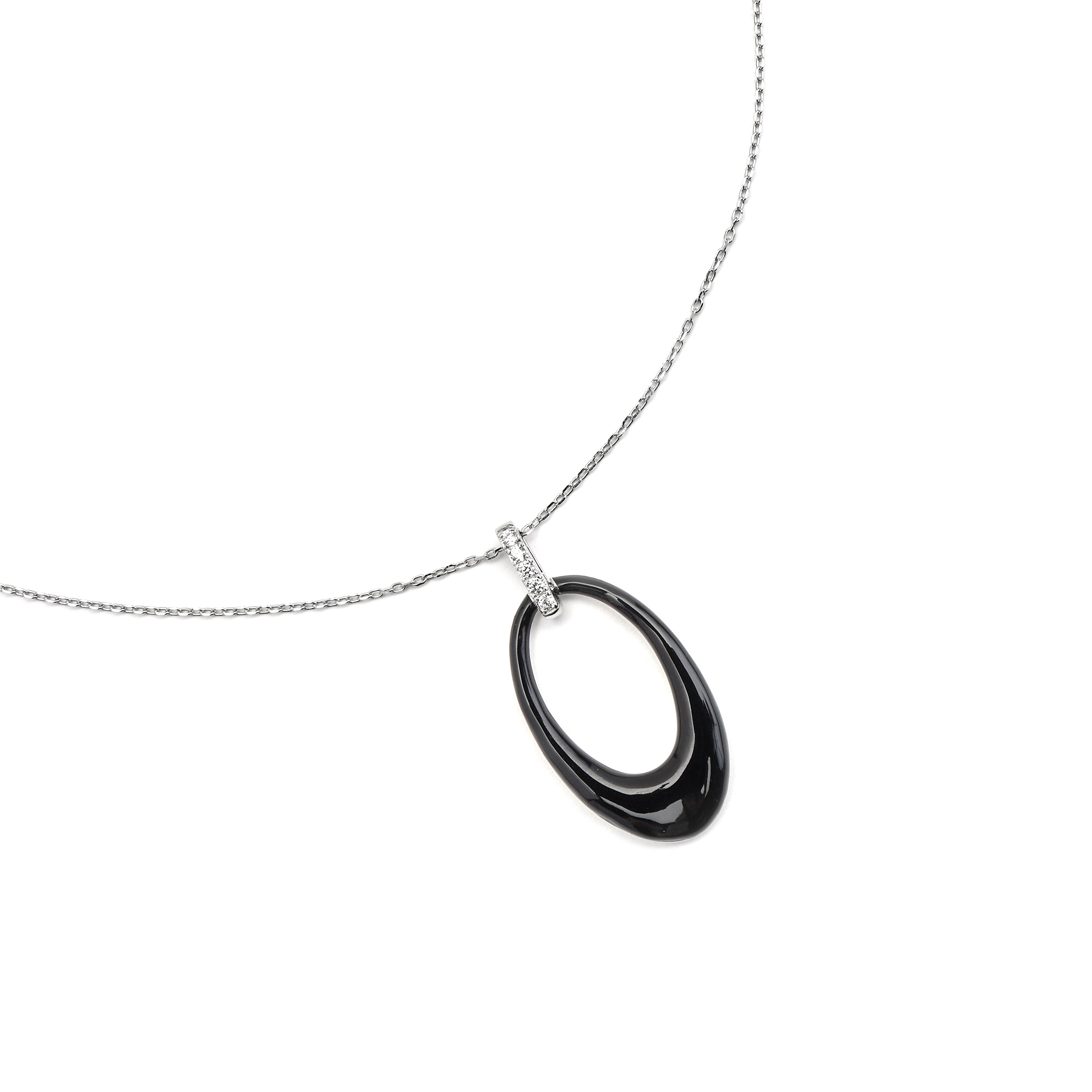 Collar de Plata de Ley 925 y Lacado Negro acabado en rodio - Onves