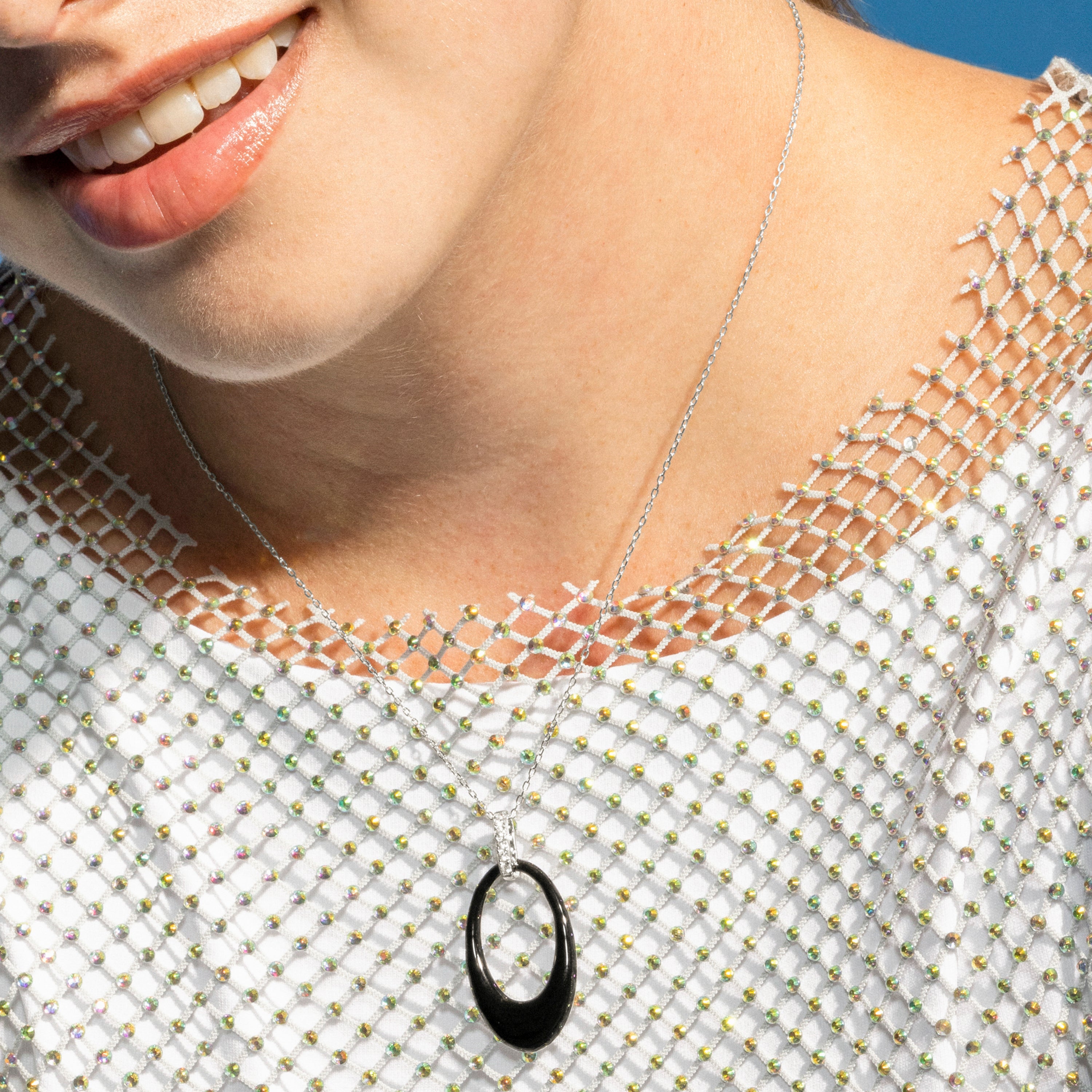 Collar de Plata de Ley 925 y Lacado Negro acabado en rodio - Onves