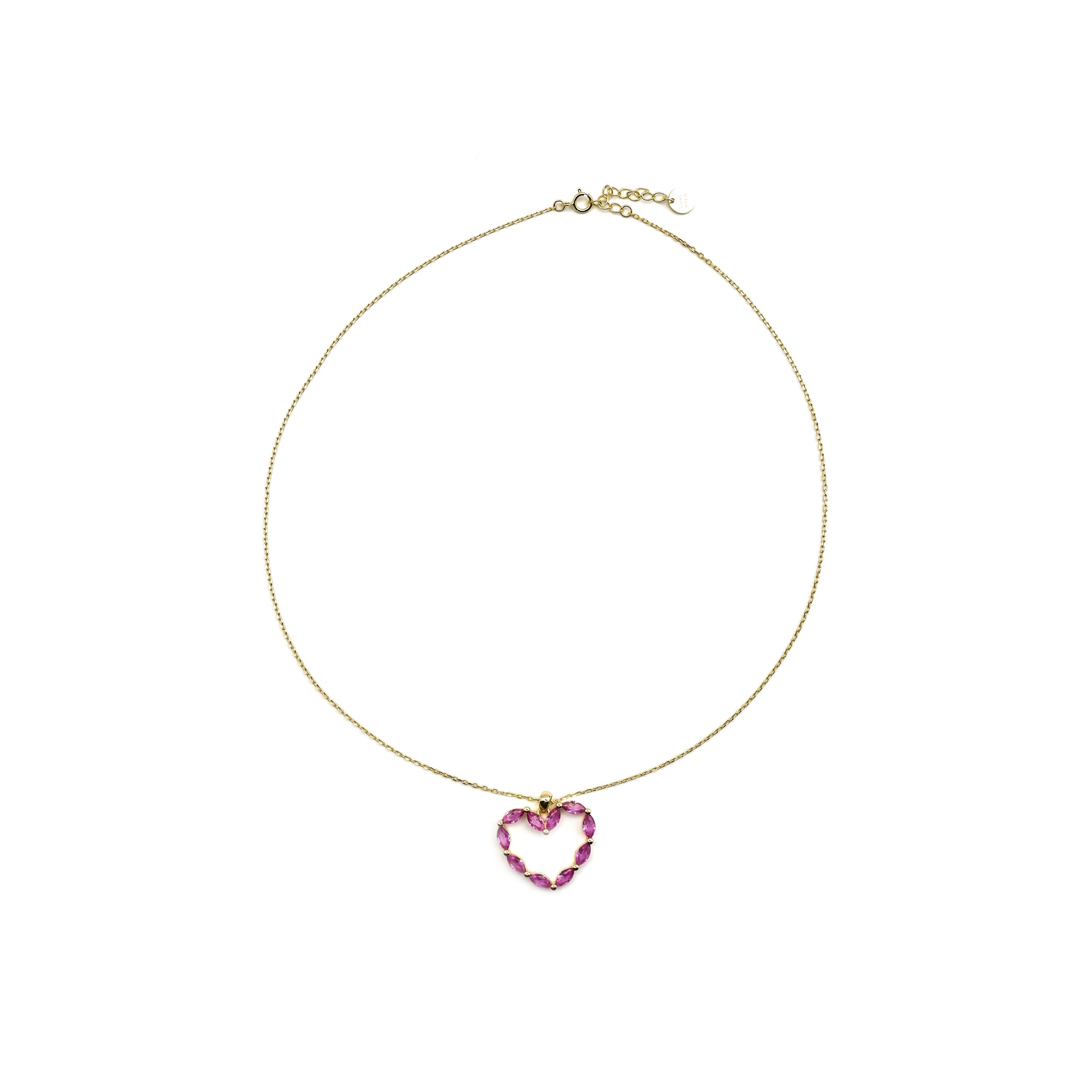 925 Sterling Silver and Ruby Zirconia Necklace with 18k Gold Finish - Hadre