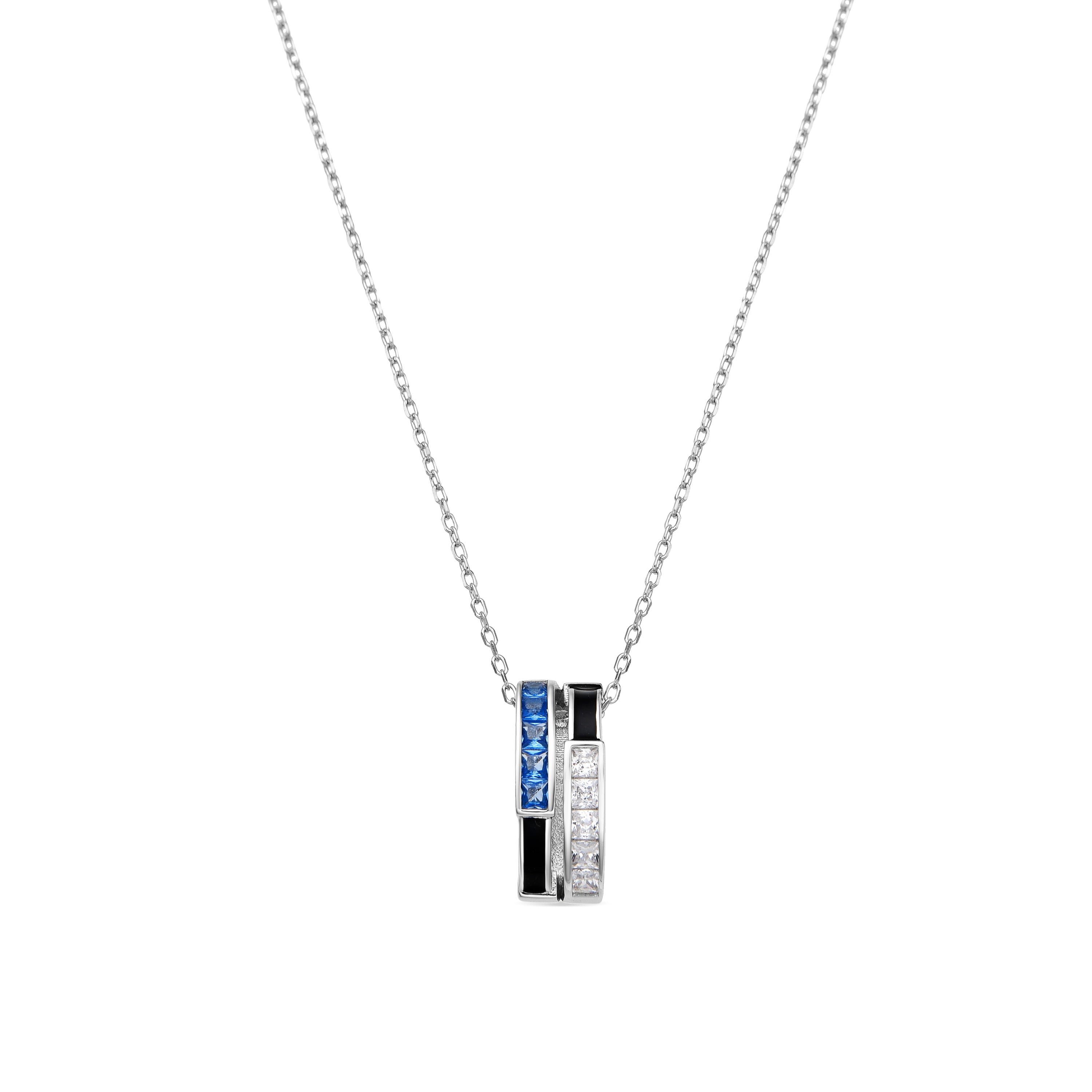 925 Sterling Silver and Sapphire Zirconia Necklace with Rhodium Finish - Nikoa