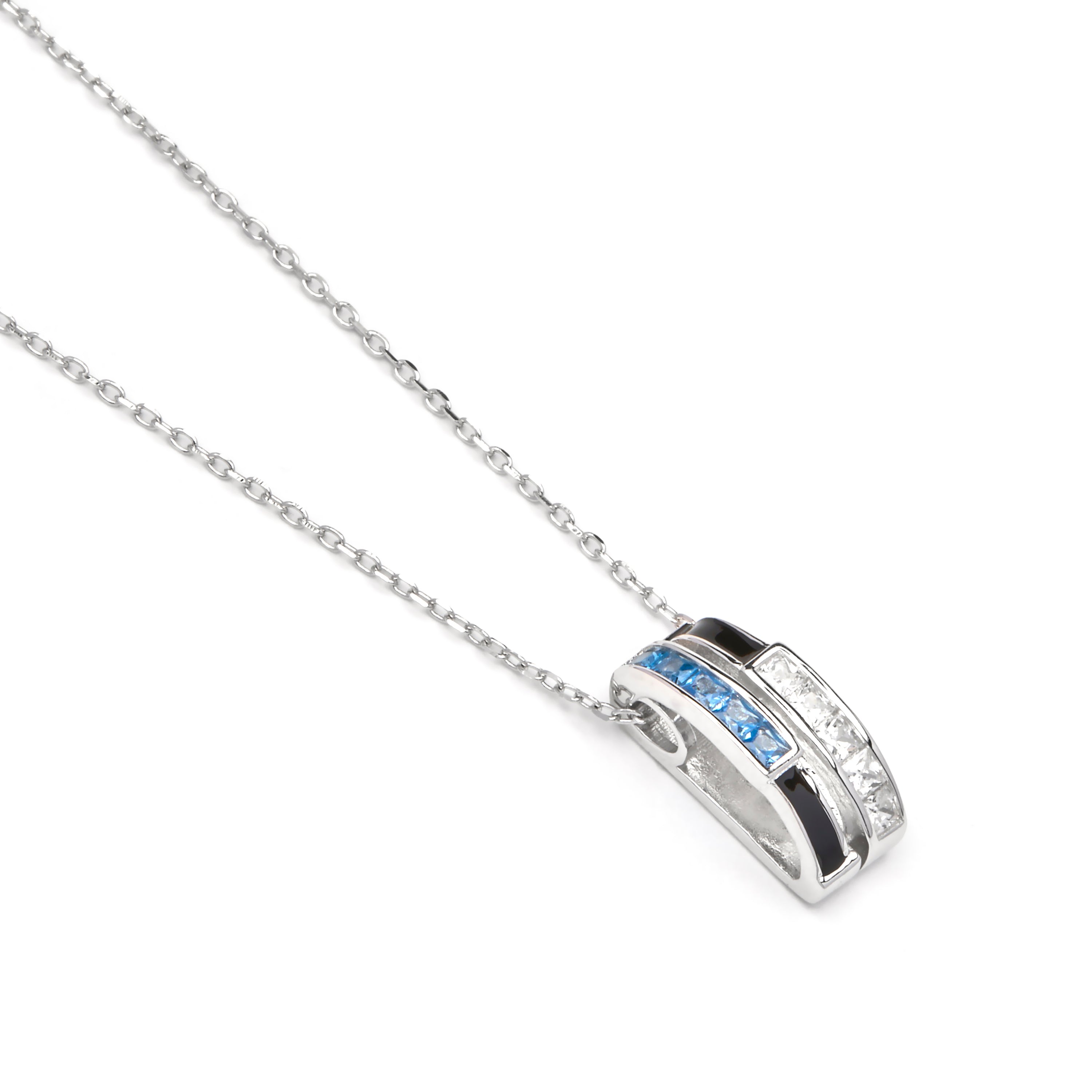 Collar de Plata de Ley 925 y Circonita Zafiro acabado rodio - Nikoa