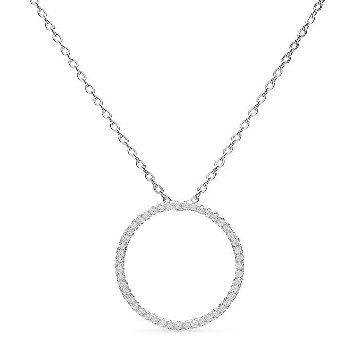 925 Sterling Silver Necklace with Brilliant Zirconia in Rhodium Finish - Riavol