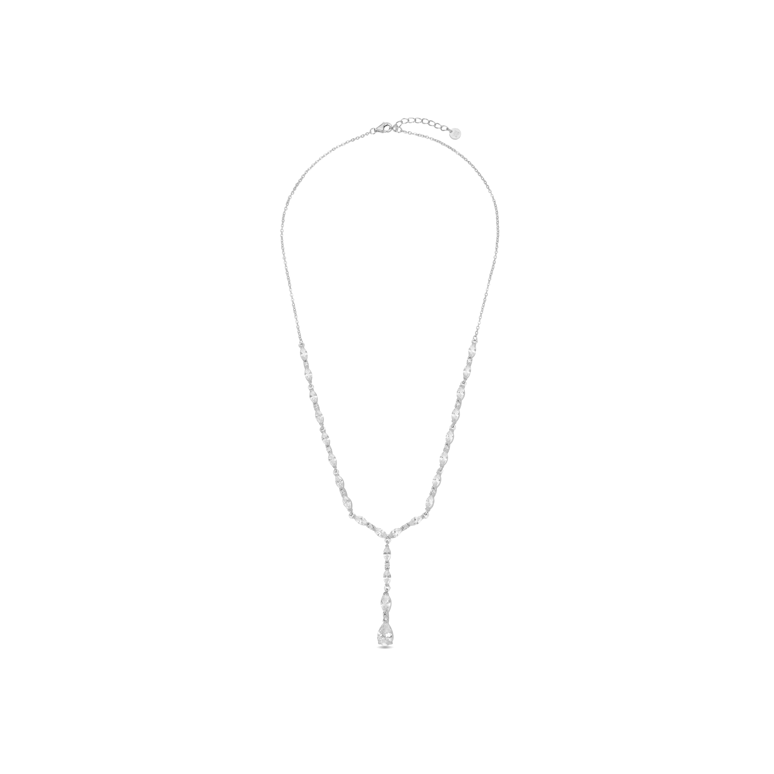 925 Sterling Silver Necklace with Brilliant Zirconia in Rhodium Finish - Jibki