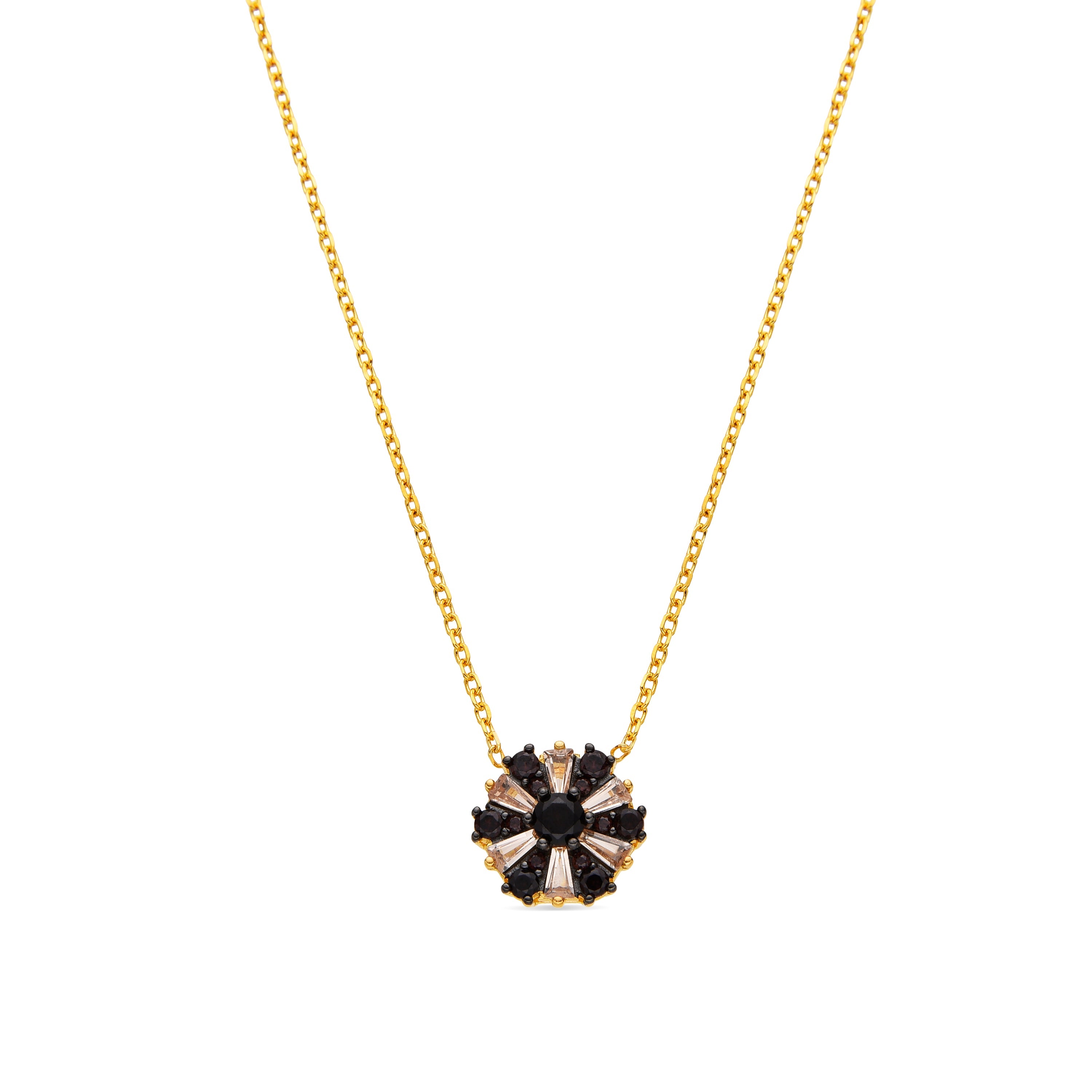 925 Sterling Silver and Brown Zirconia Necklace with 18k Gold Finish - Lorush