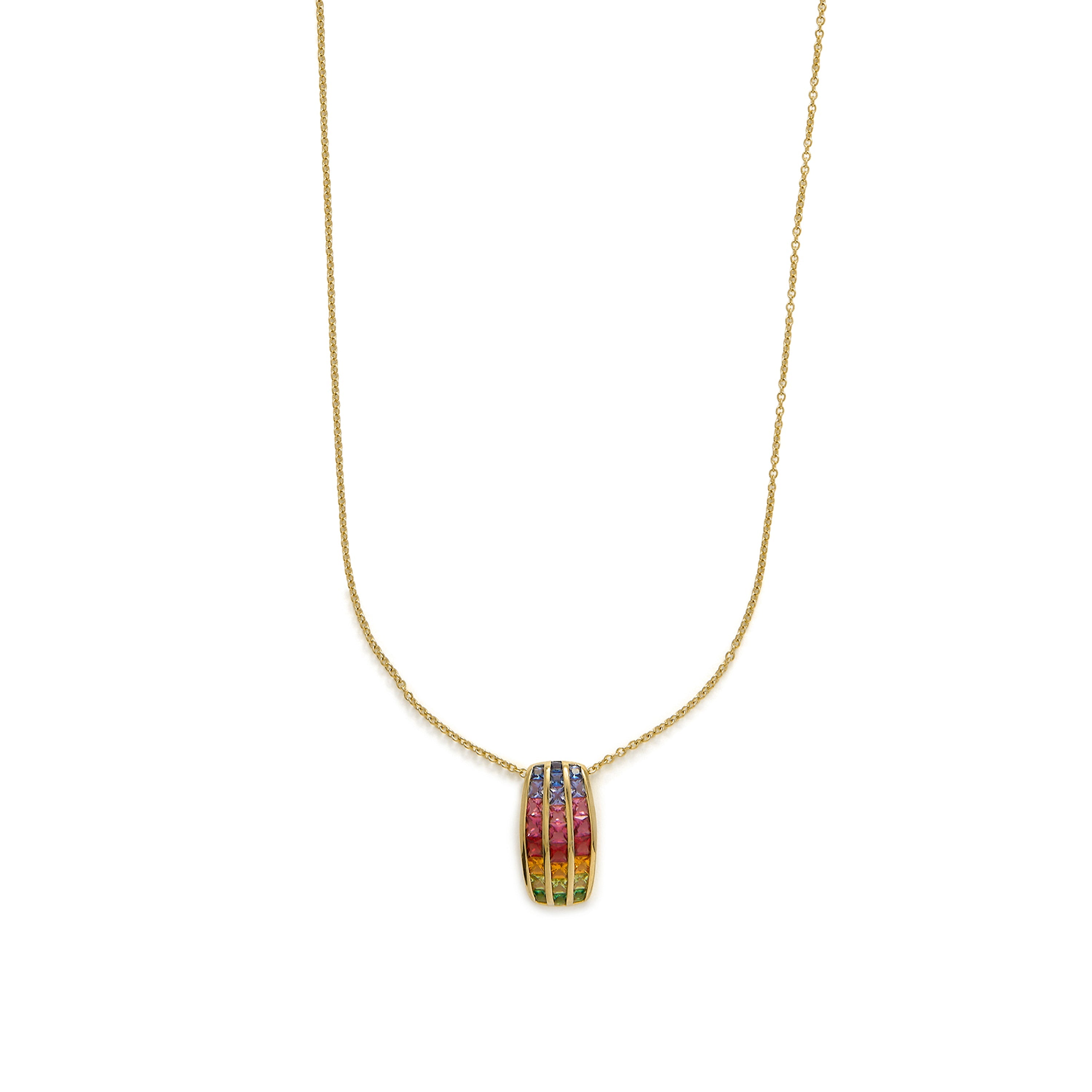 925 Sterling Silver and Multicolor Zircon Necklace with 18k Yellow Gold Finish - Pilmad