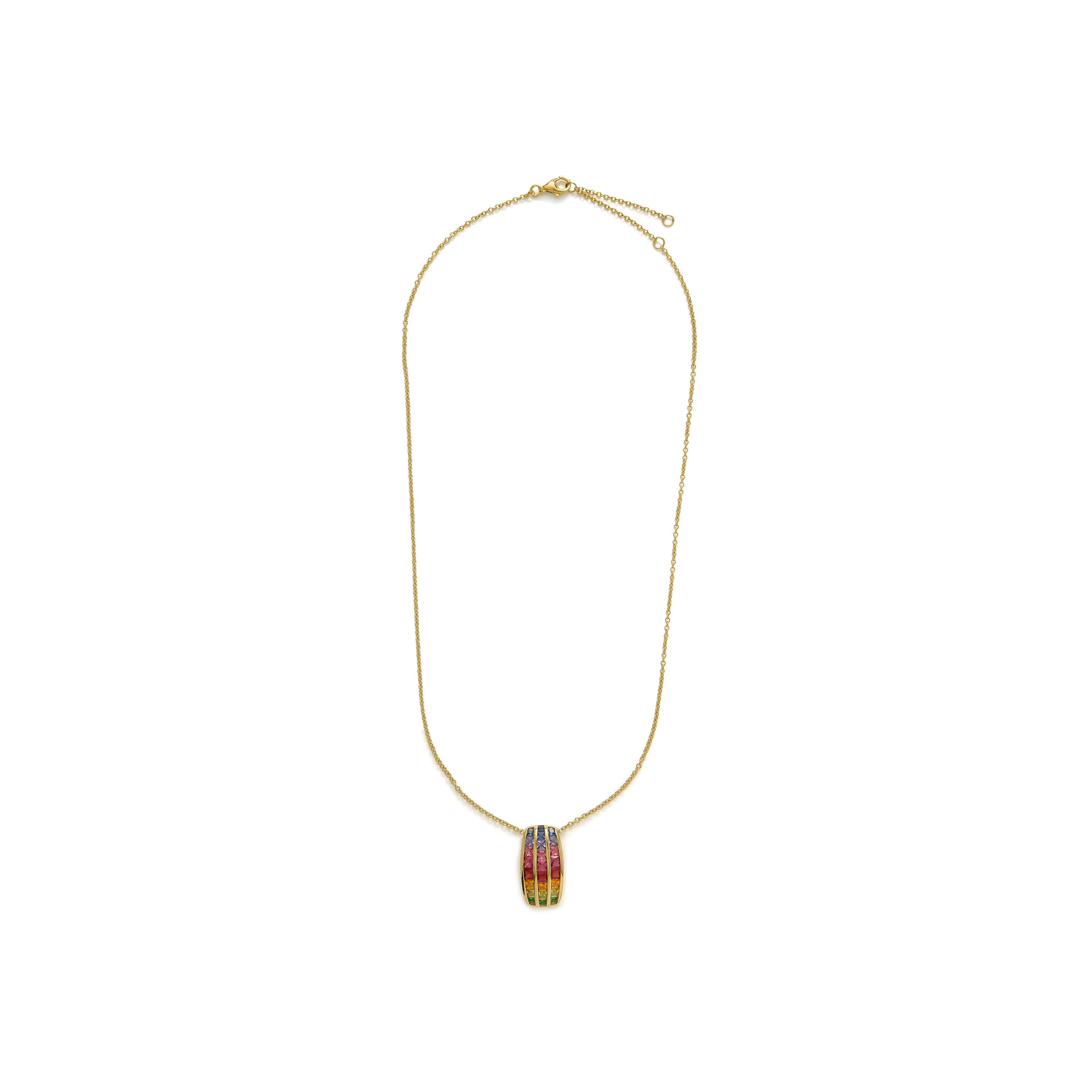 925 Sterling Silver and Multicolor Zircon Necklace with 18k Yellow Gold Finish - Pilmad