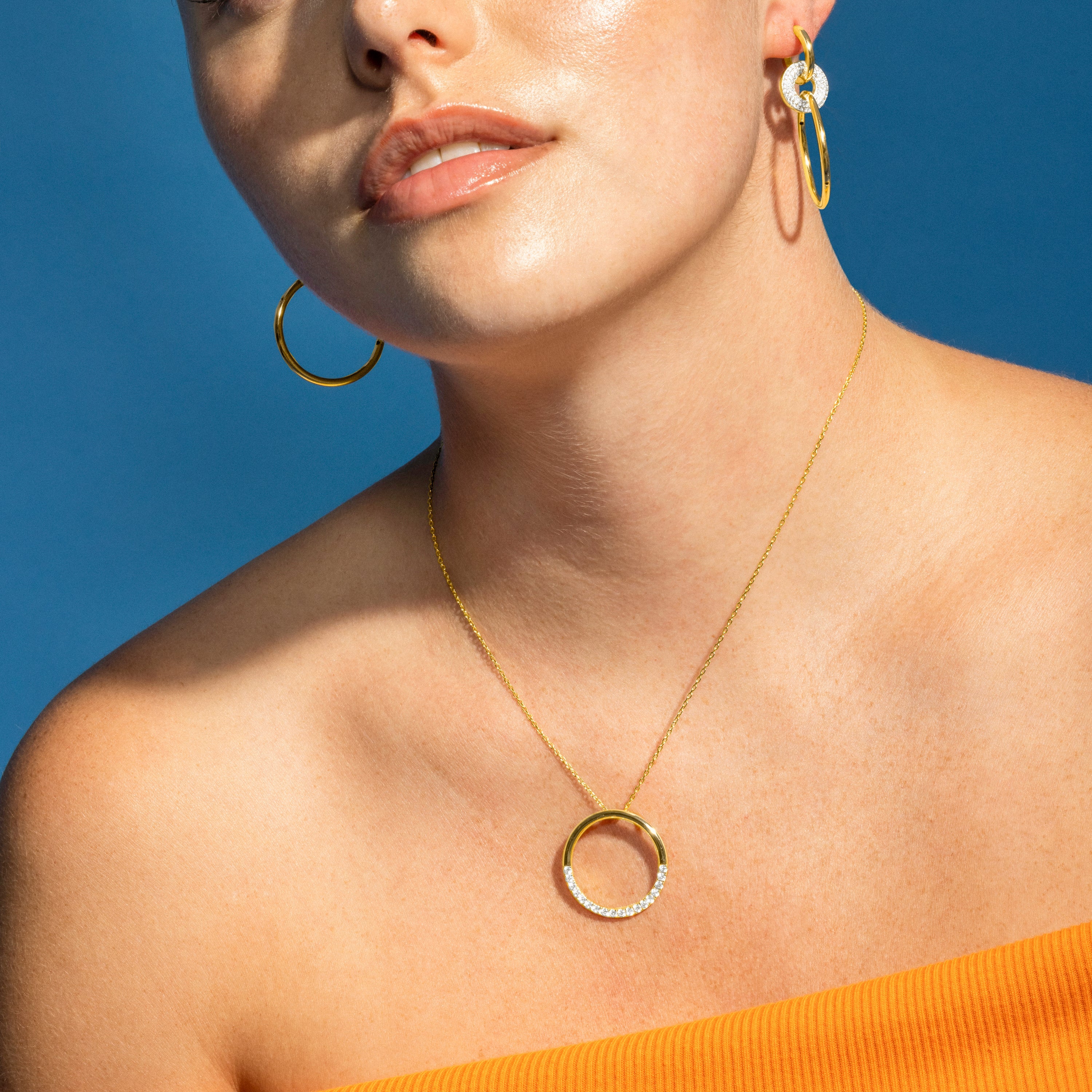 925 Sterling Silver and Brilliant Zirconia Necklace with Rhodium Finish - Myna
