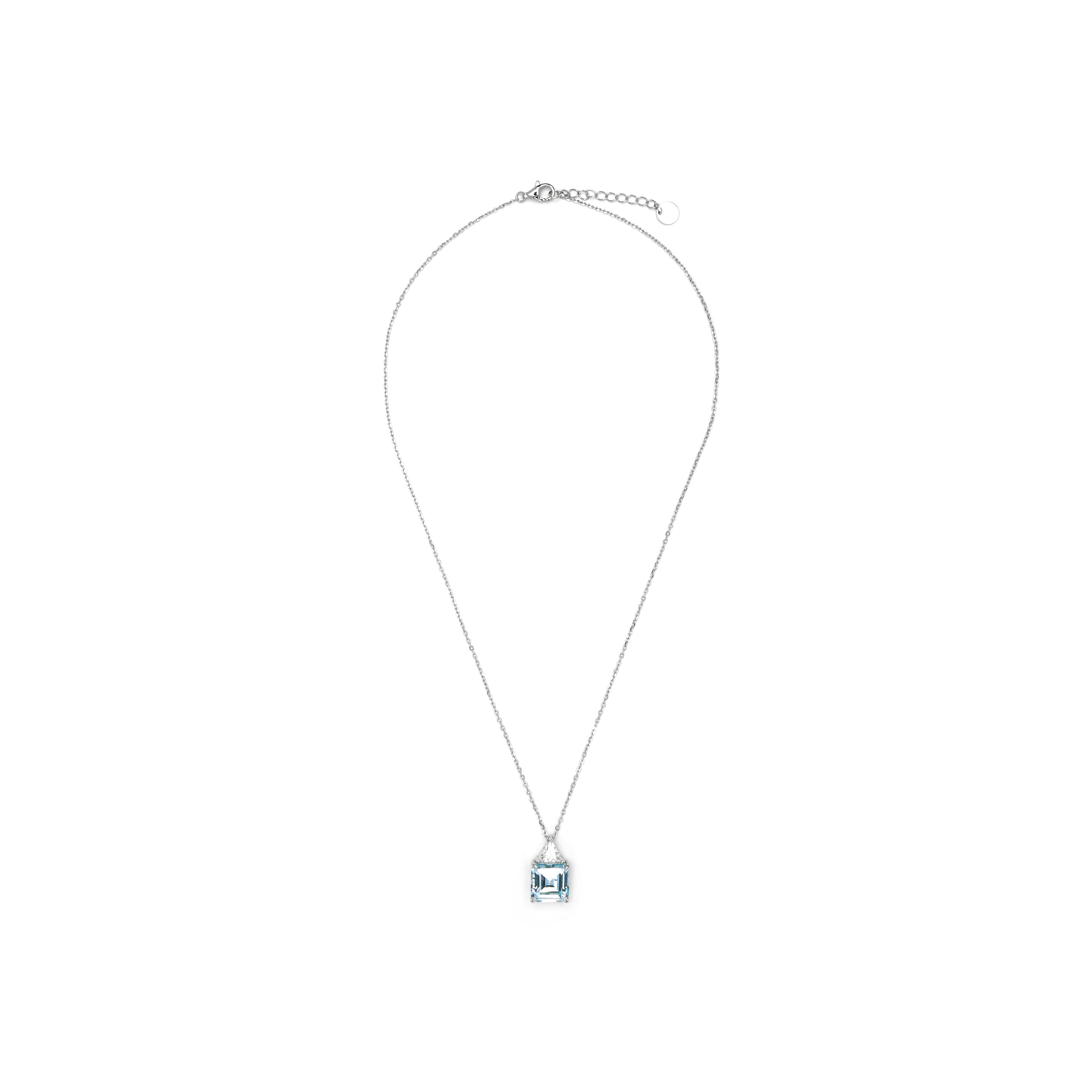 Collar de Plata de Ley 925 y Cuarzo Hidrotermal Aguamarina acabado rodio - Rukna