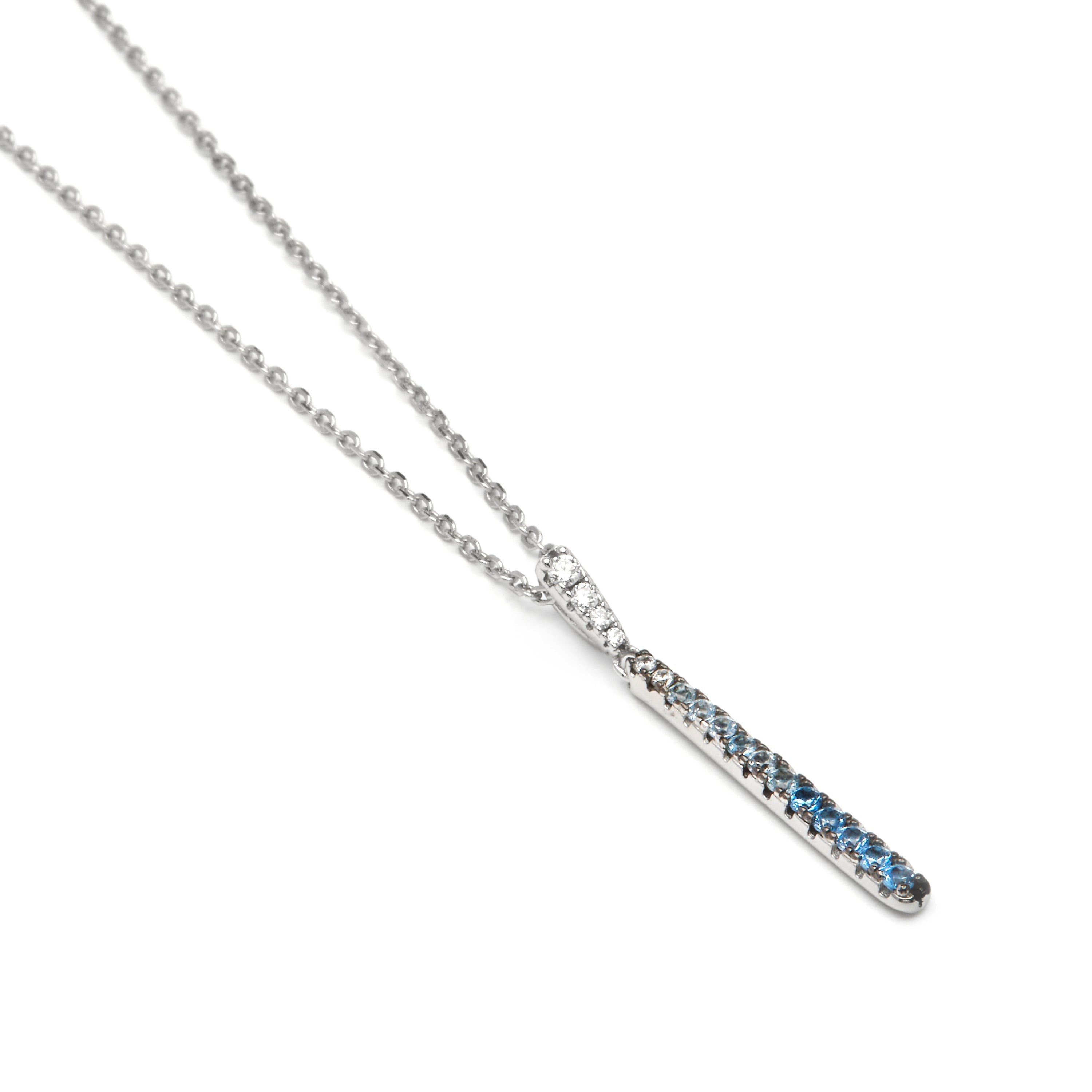 925 Sterling Silver Sapphire Zirconia Rhodium Plated Necklace - Finsha