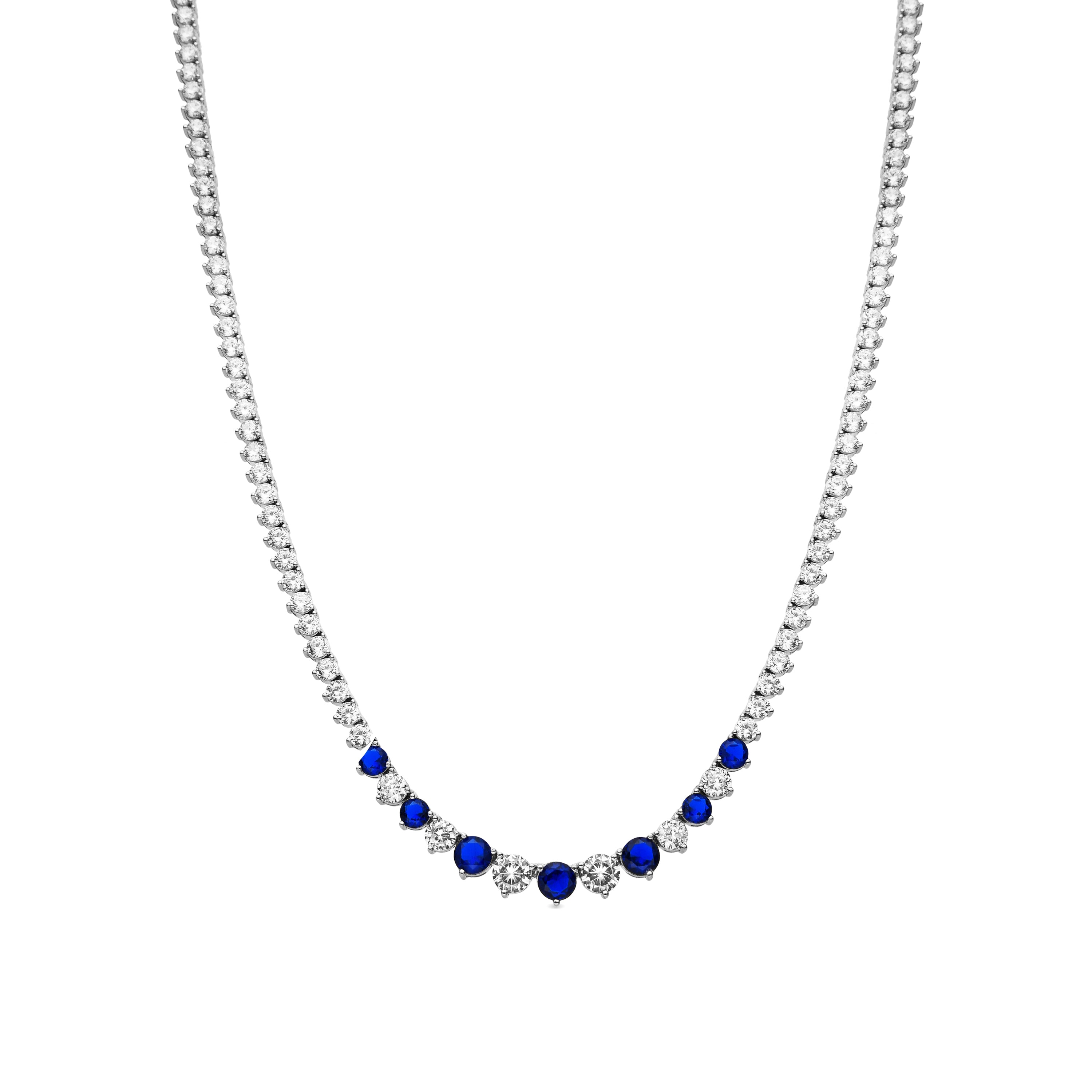 925 Sterling Silver and Sapphire Zirconia Necklace with Rhodium Finish - Niriel